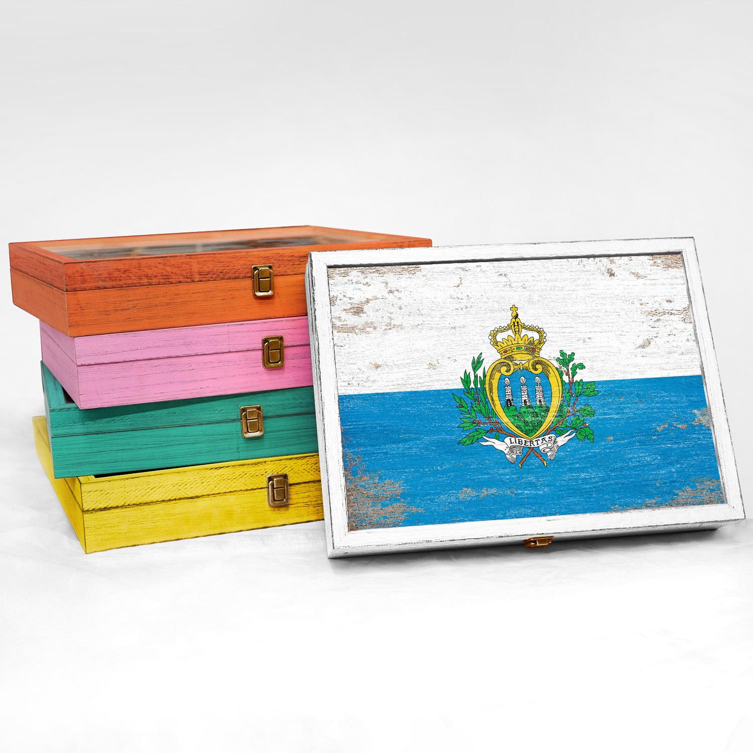 San Marino Wood Flag Frame Keepsake Box