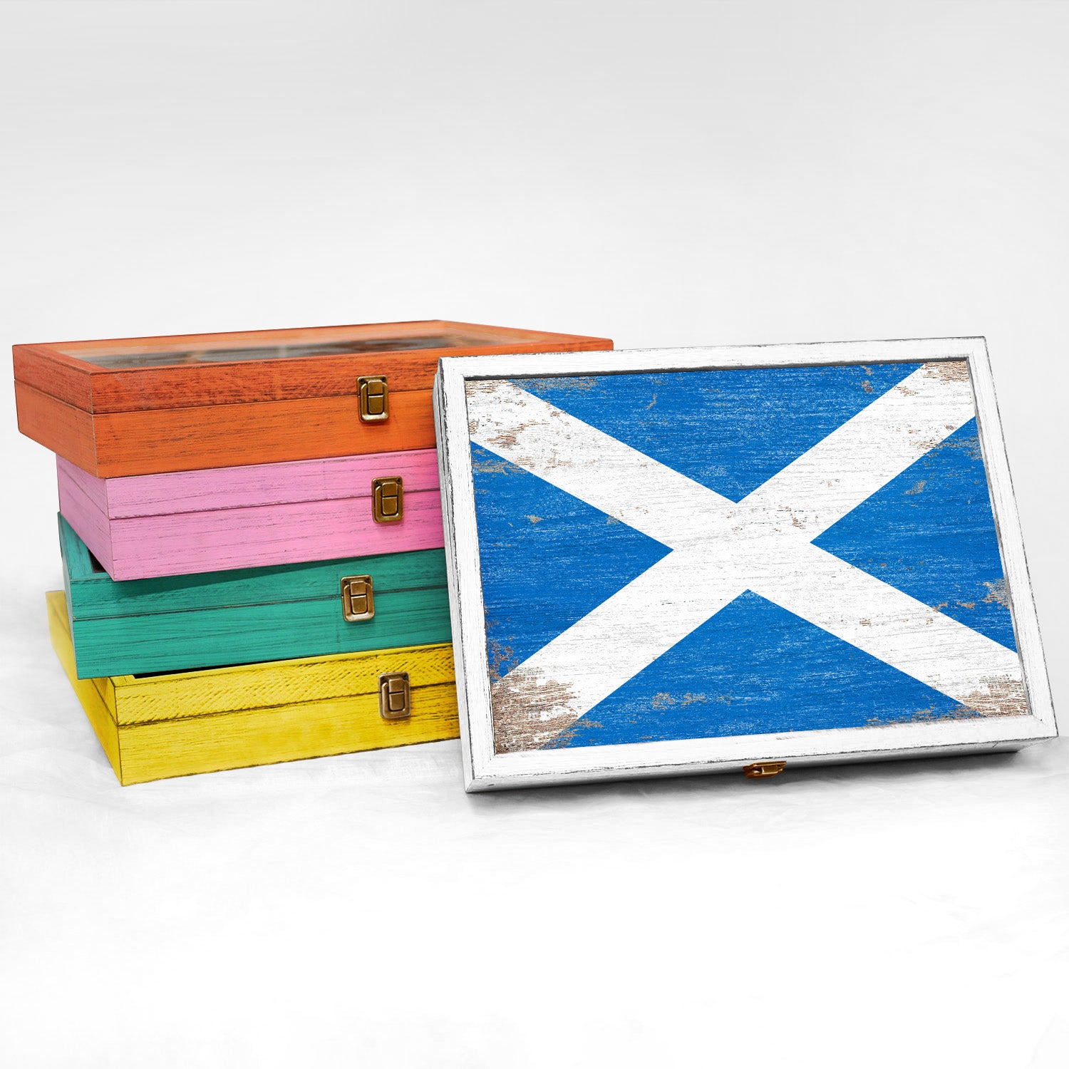 Scotland Wood Flag Frame Keepsake Box