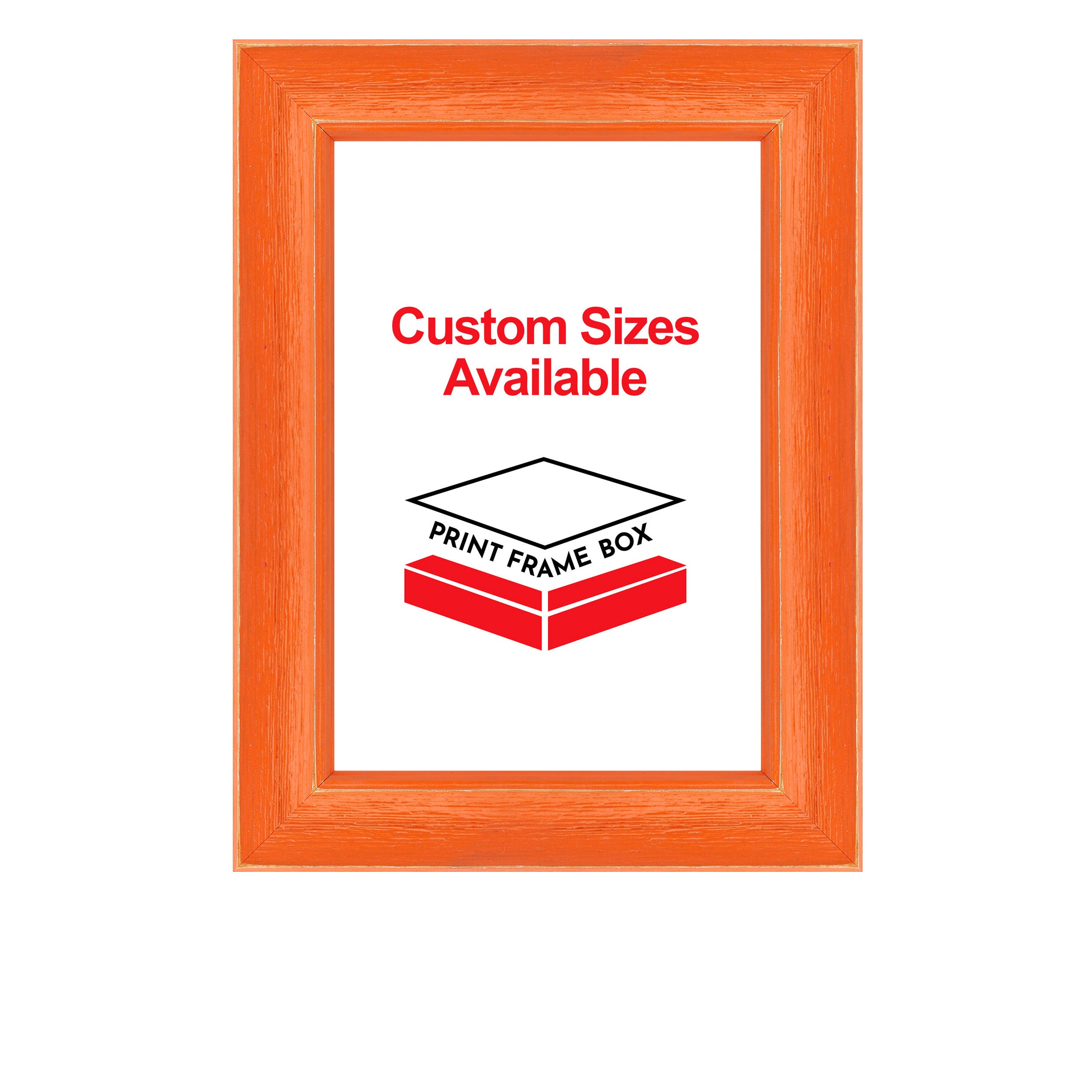 Hand Painted Orange Rustic Distressed Wood Picture Frame