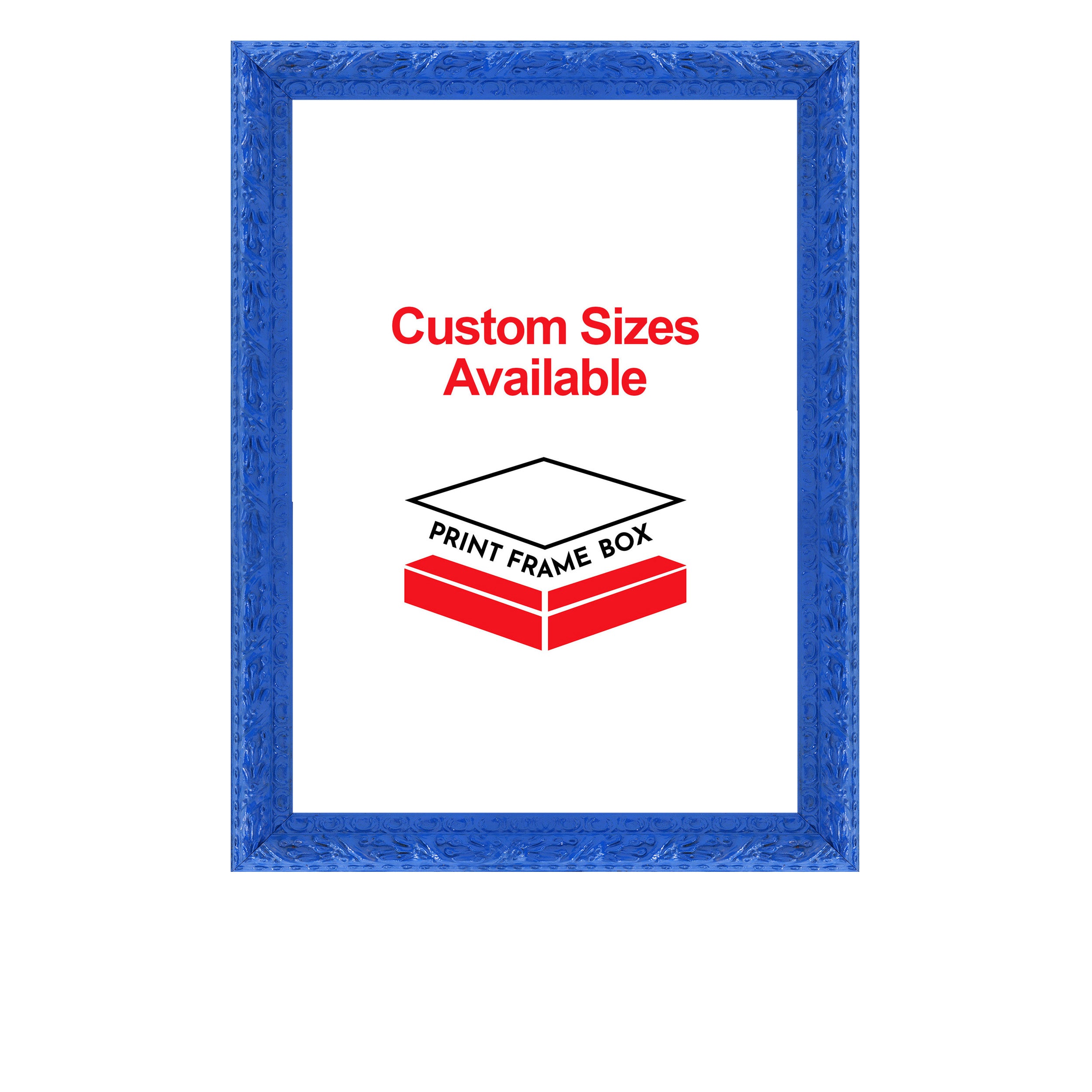Hand Painted Blue Ornate Wood Picture Frame