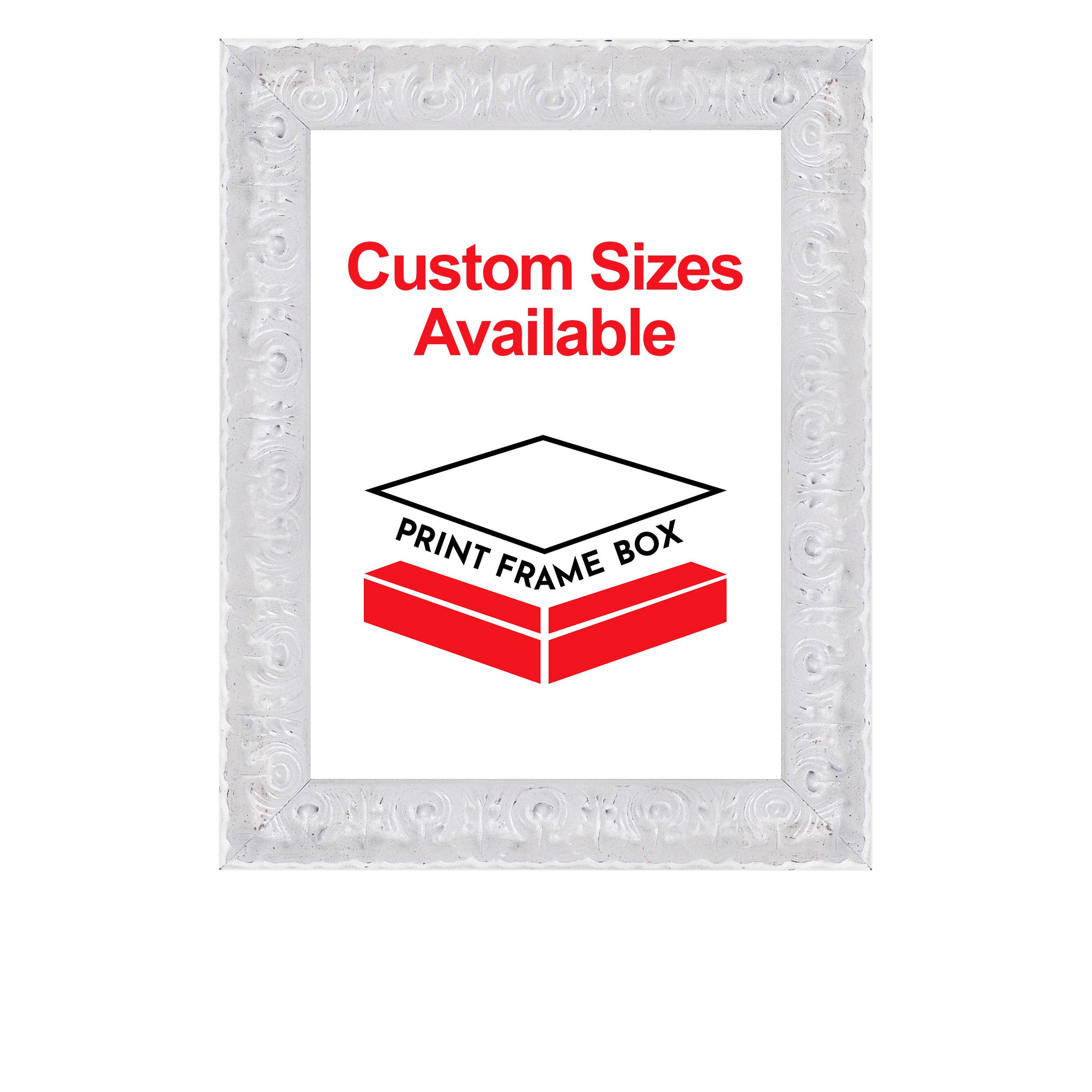 Hand Painted White Ornate Wood Picture Frame