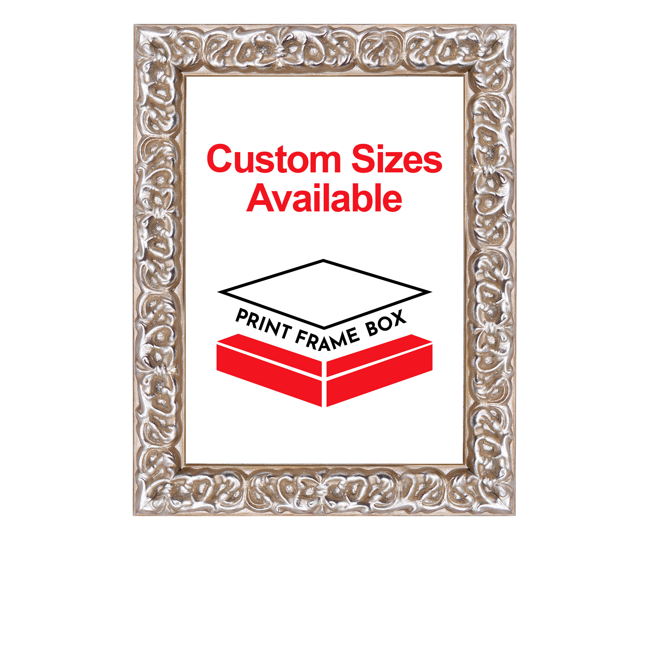 Silver Embossed Ornate Wood Picture Frame