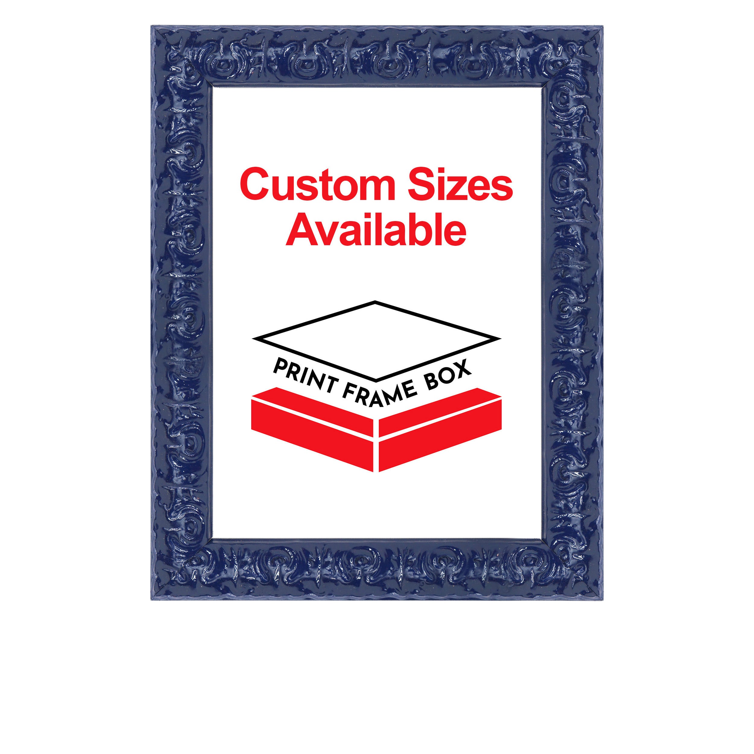 Hand Painted Navy Ornate Wood Picture Frame