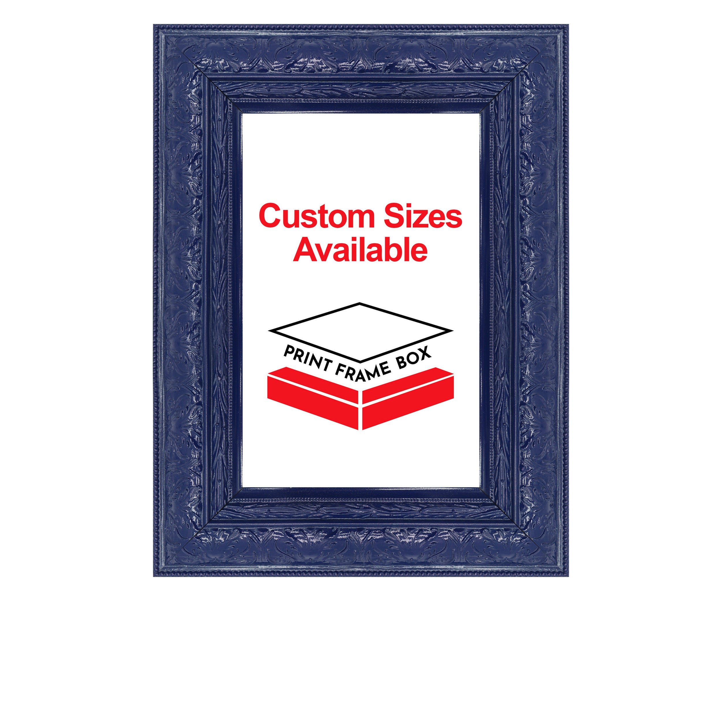 Hand Painted Navy Ornate 2 1/2 Wide Wood Picture Frame