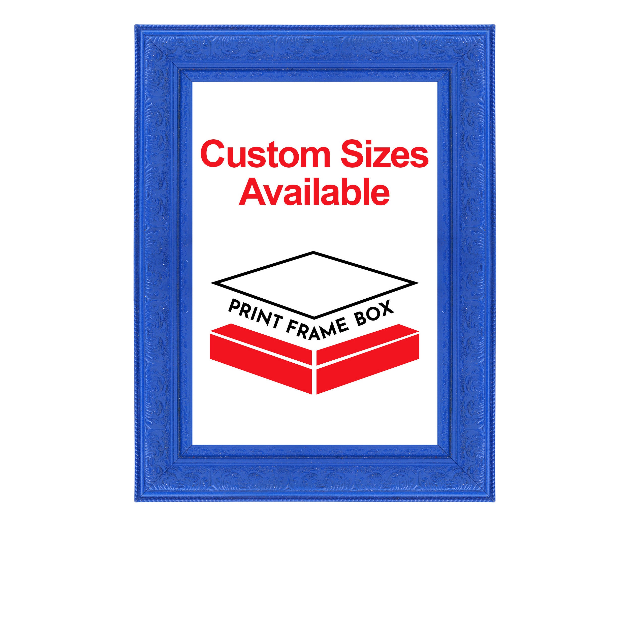 Hand Painted Blue Ornate Wood Picture Frame