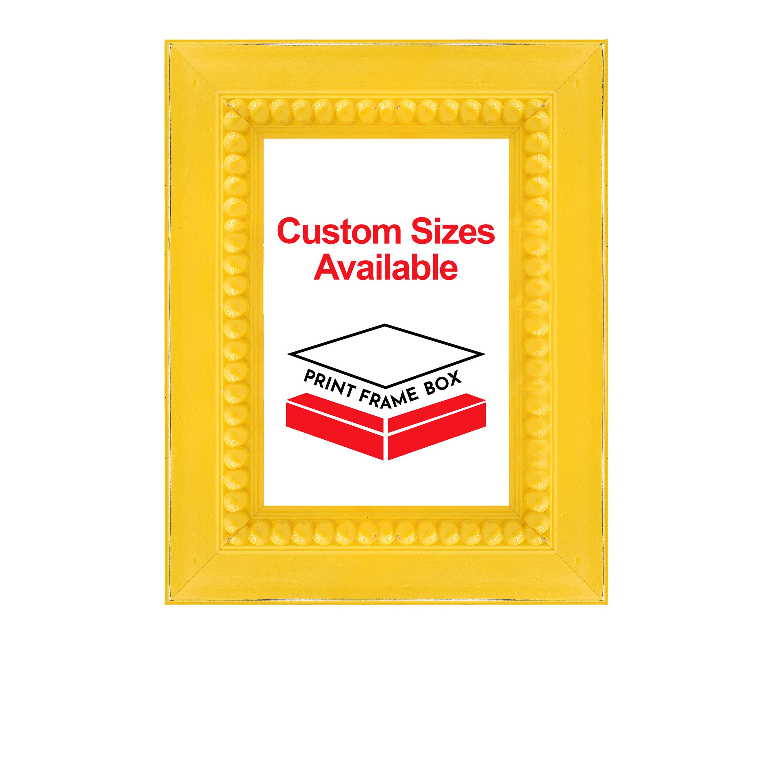 Hand Painted Yellow Beaded 2 1/2 Wide Wood Picture Frame