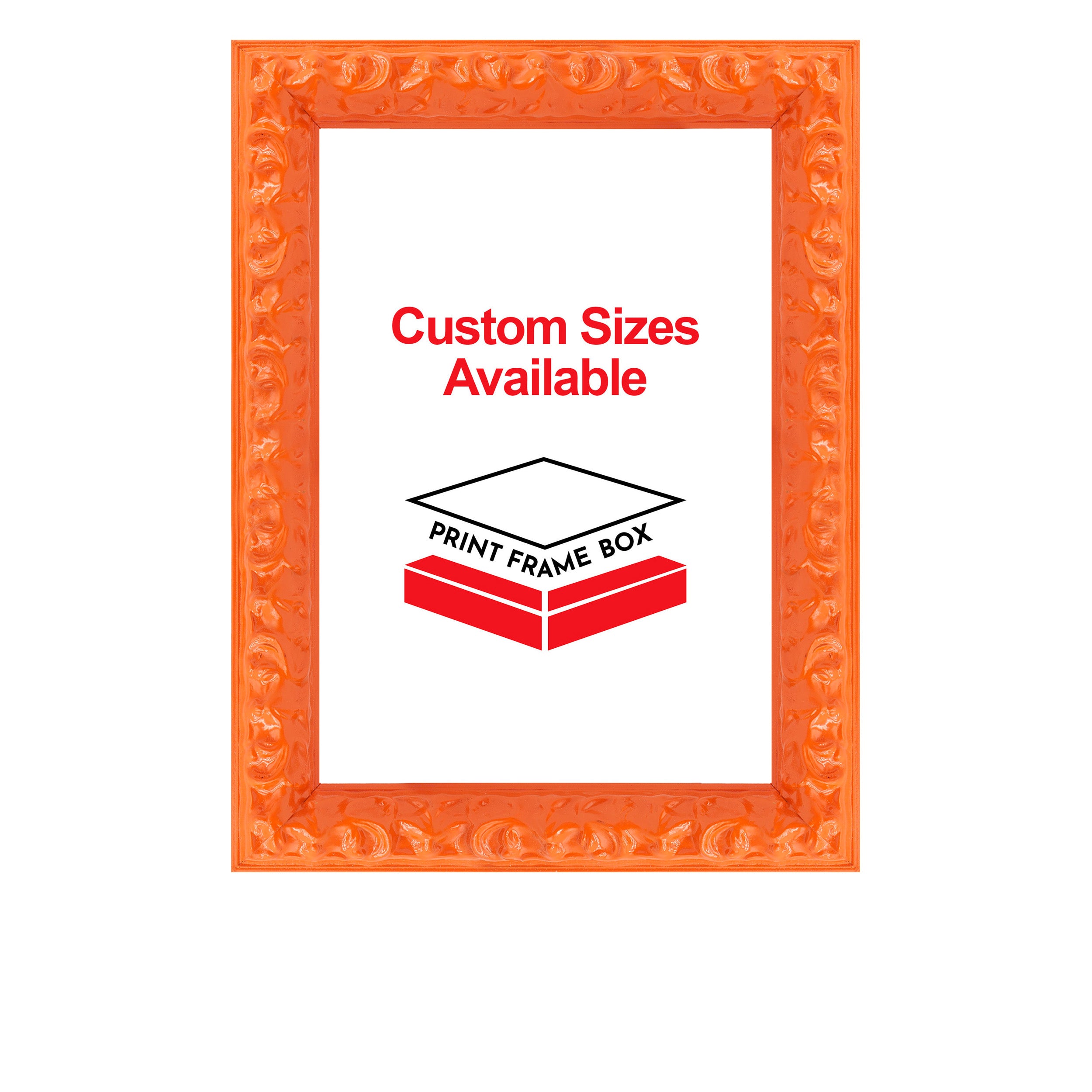 Hand Painted Orange Ornate 1 3/8 Wide Wood Picture Frame