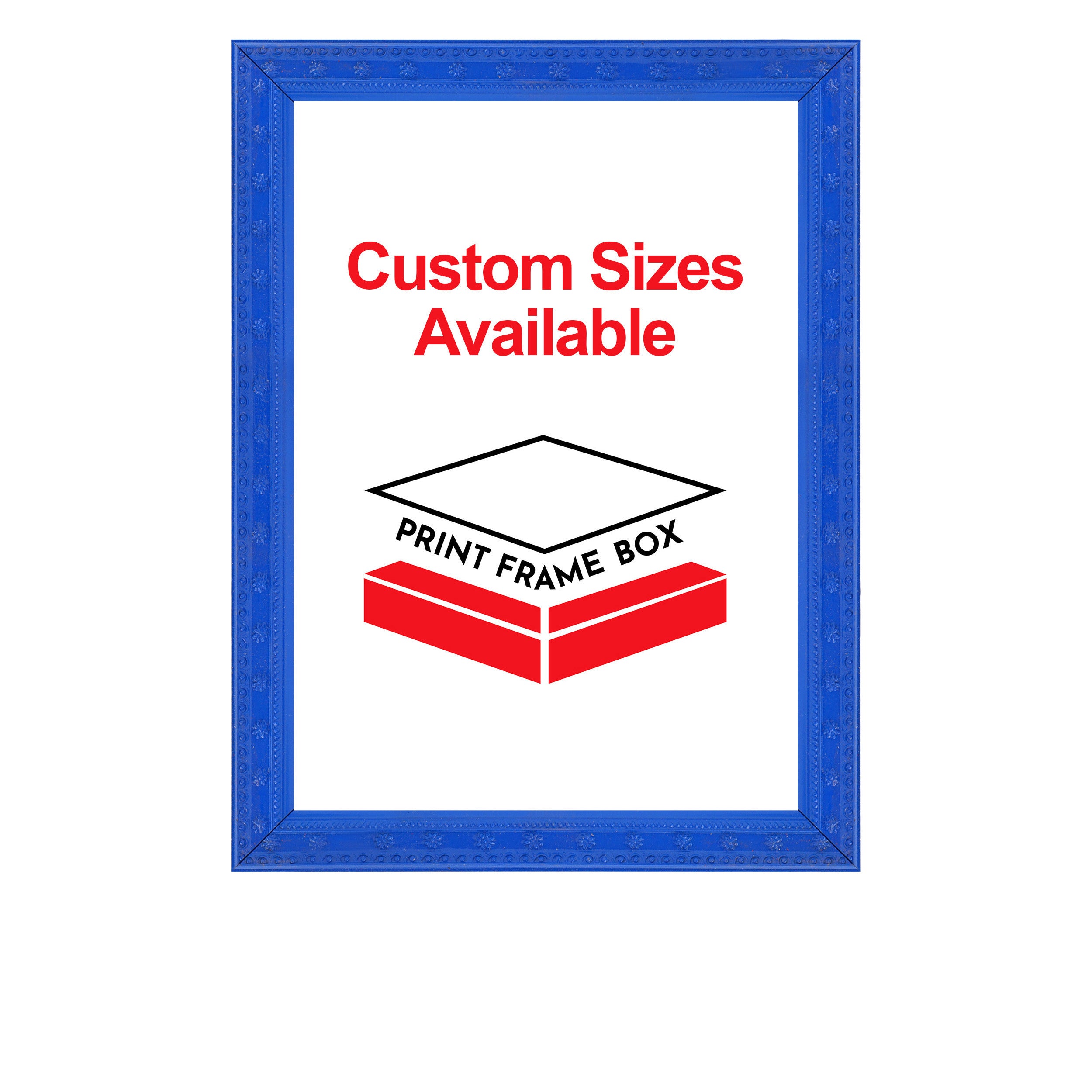Hand Painted Blue Flower Ornate Wood Picture Frame