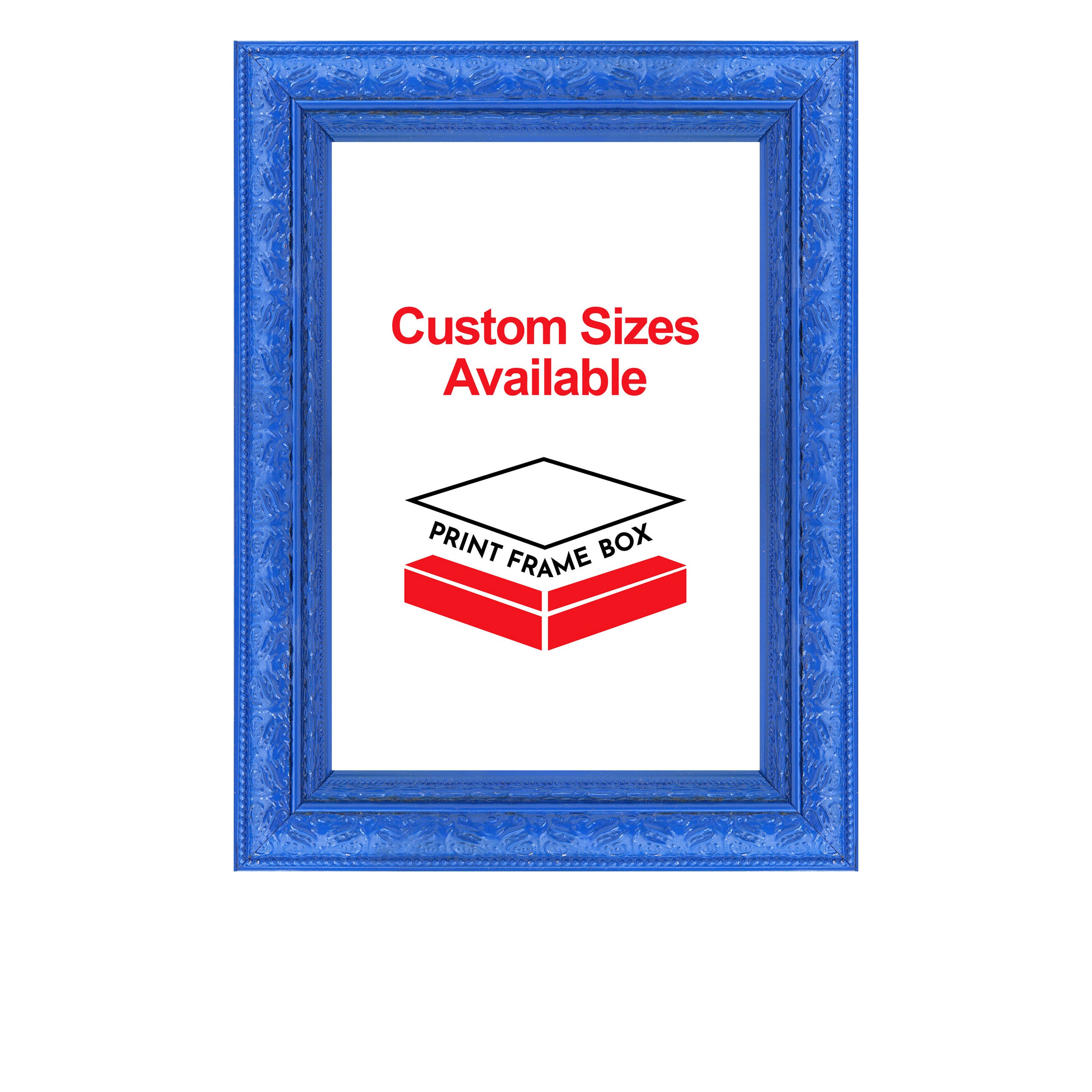 Hand Painted Blue Ornate 1 3/8 Wide Wood Picture Frame