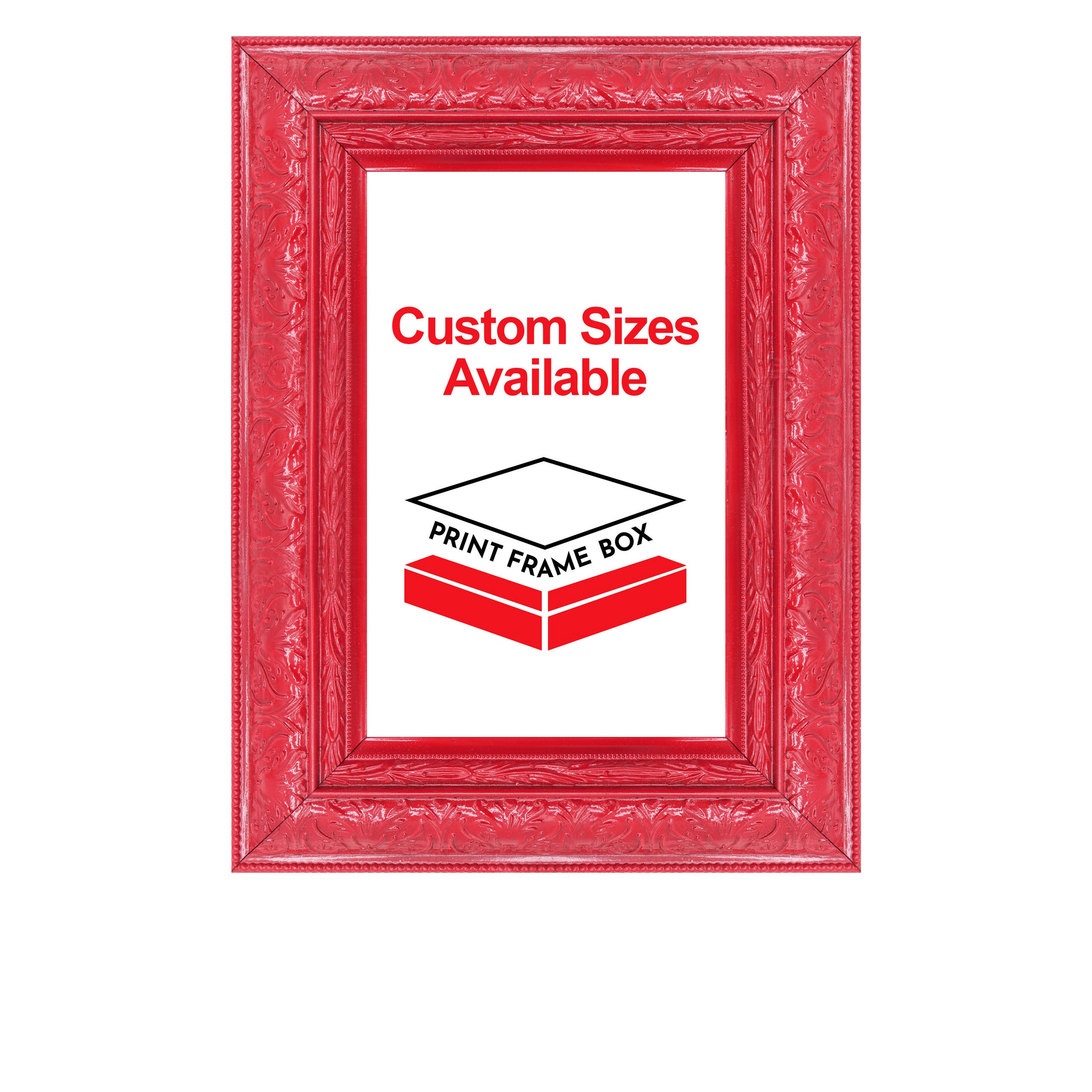 Hand Painted Red Ornate 2 1/2 Wide Wood Picture Frame