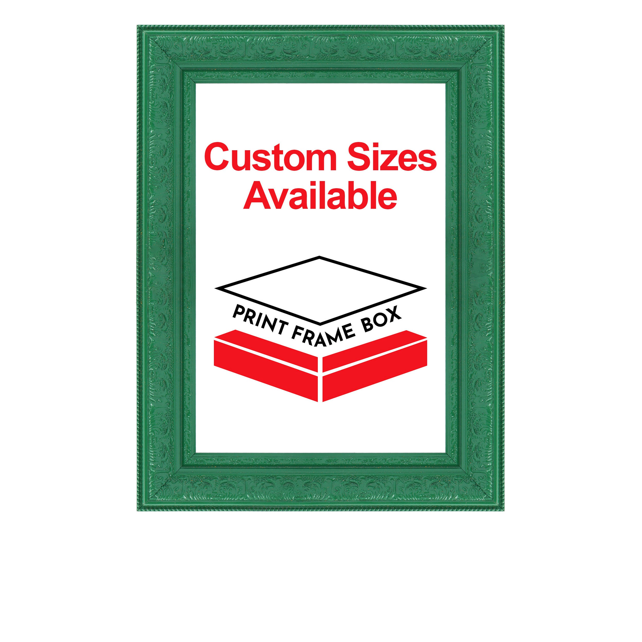 Hand Painted Green Ornate Wood Picture Frame