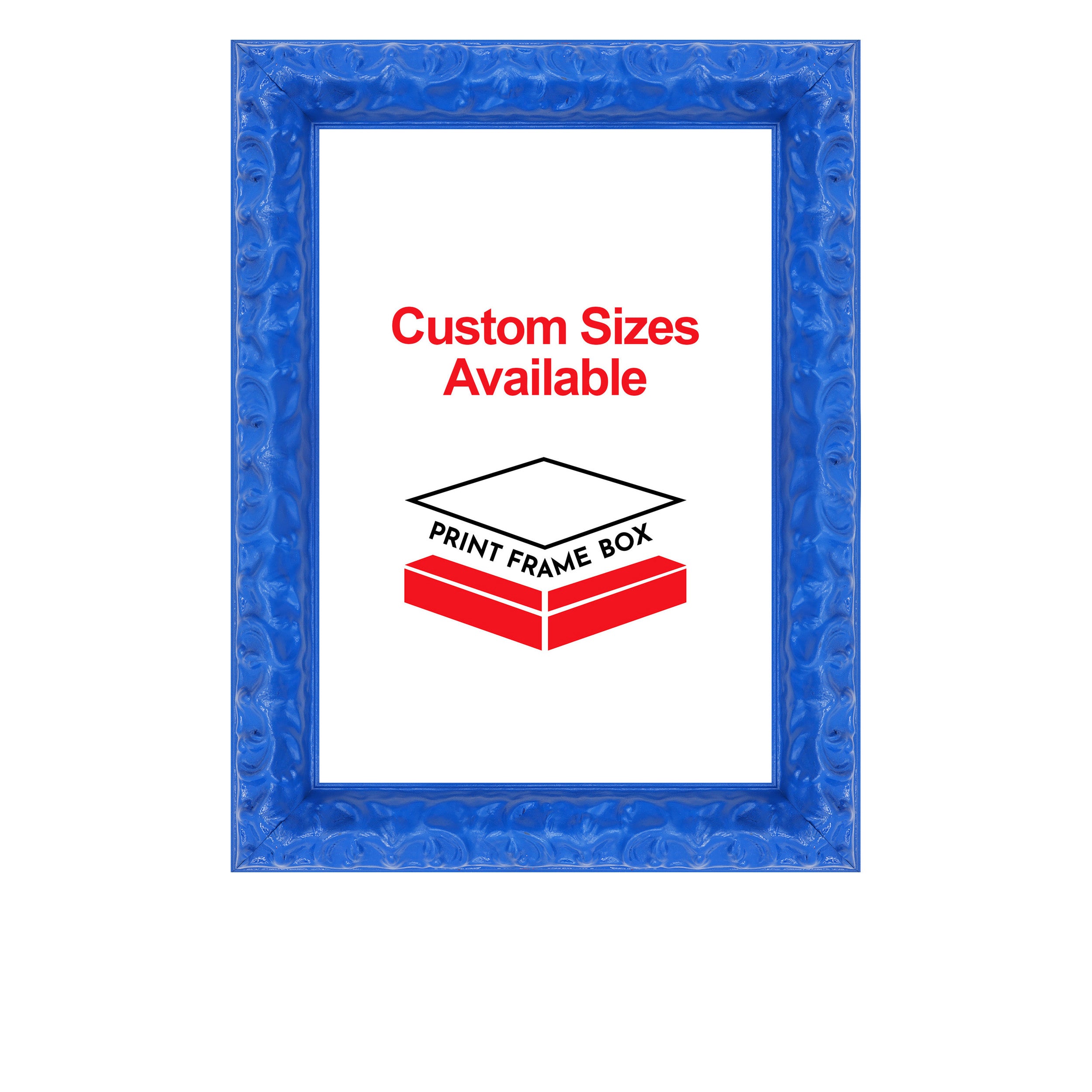 Hand Painted Blue Ornate 1 3/8 Wide Wood Picture Frame