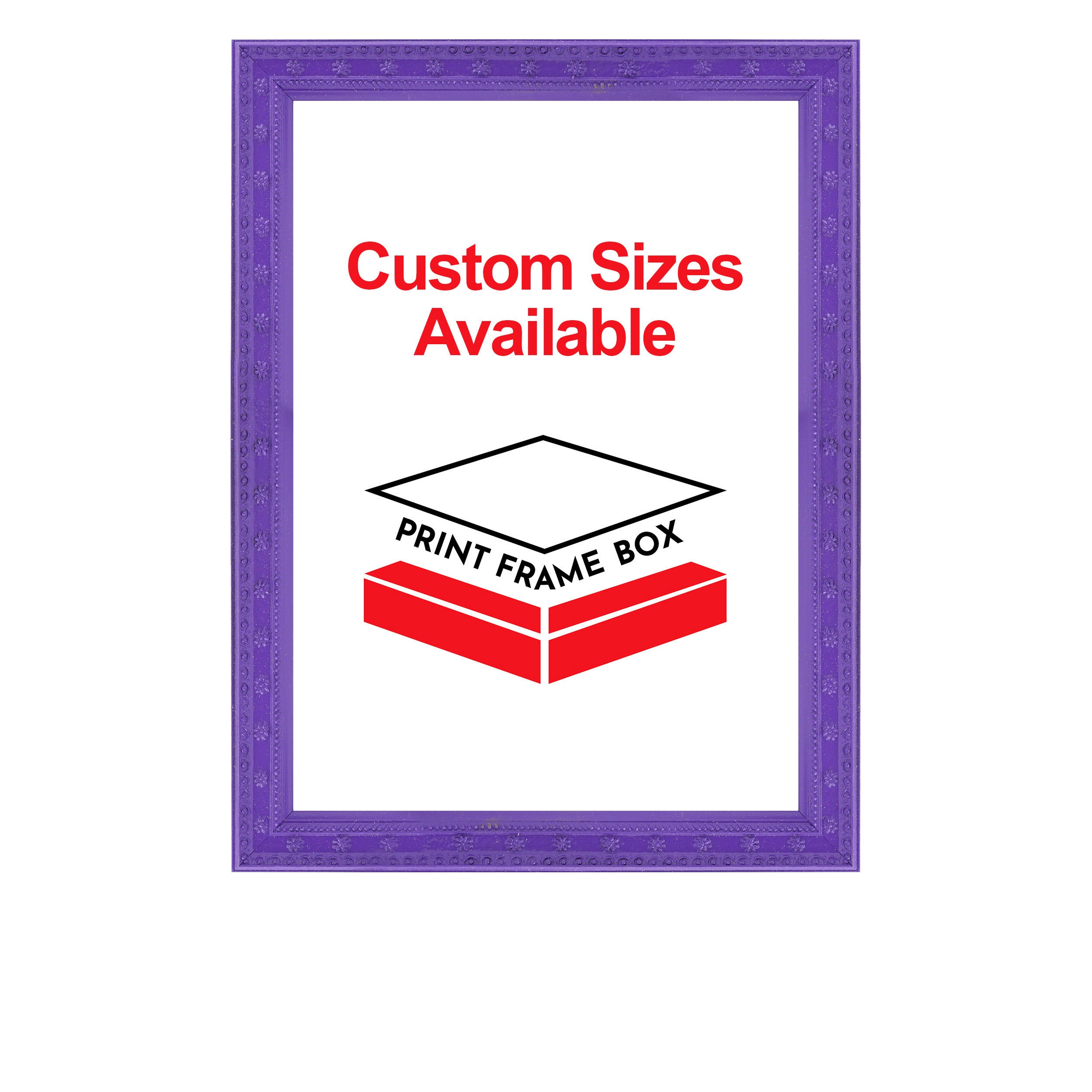 Hand Painted Purple Flower Ornate Wood Picture Frame