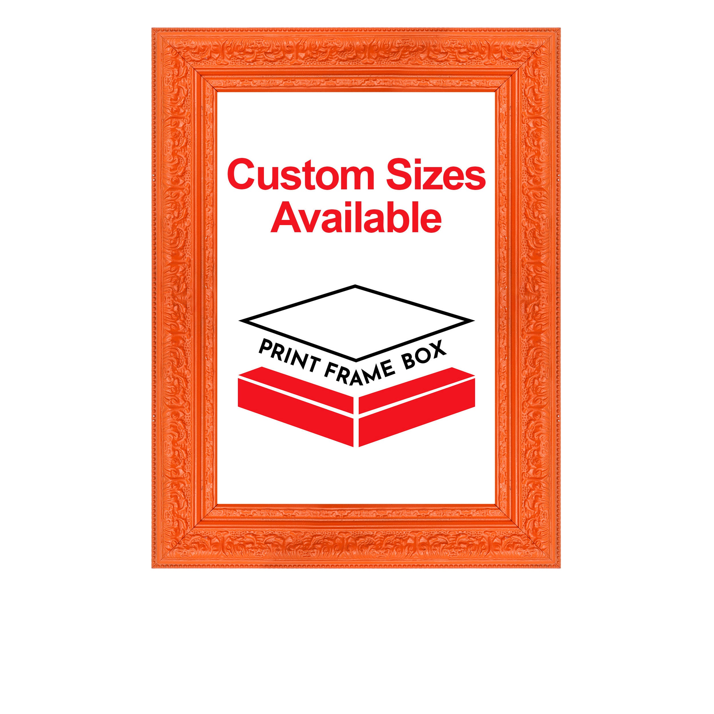 Hand Painted Orange Ornate Wood Picture Frame