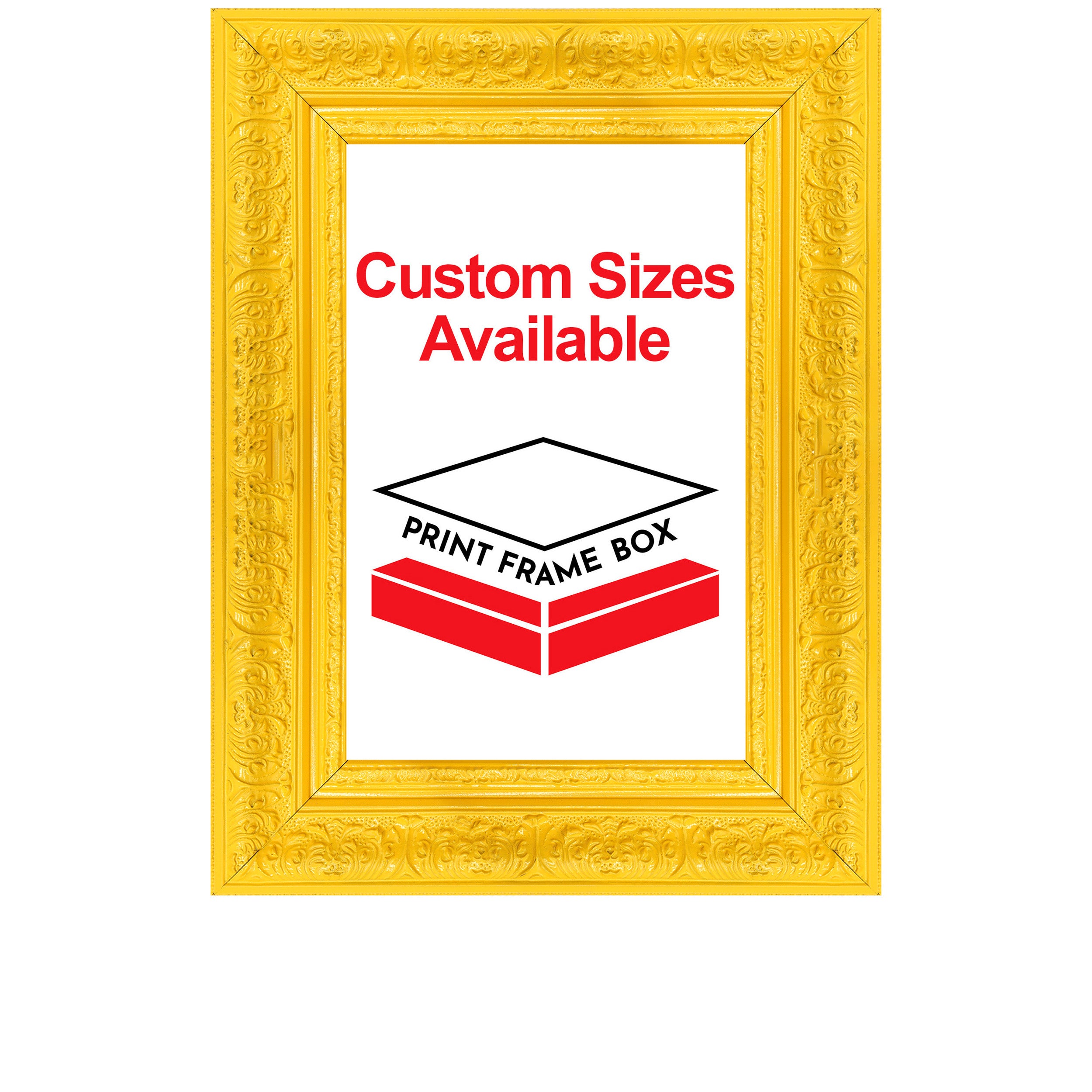 Hand Painted Yellow Ornate 2 1/4 Wide Wood Picture Frame