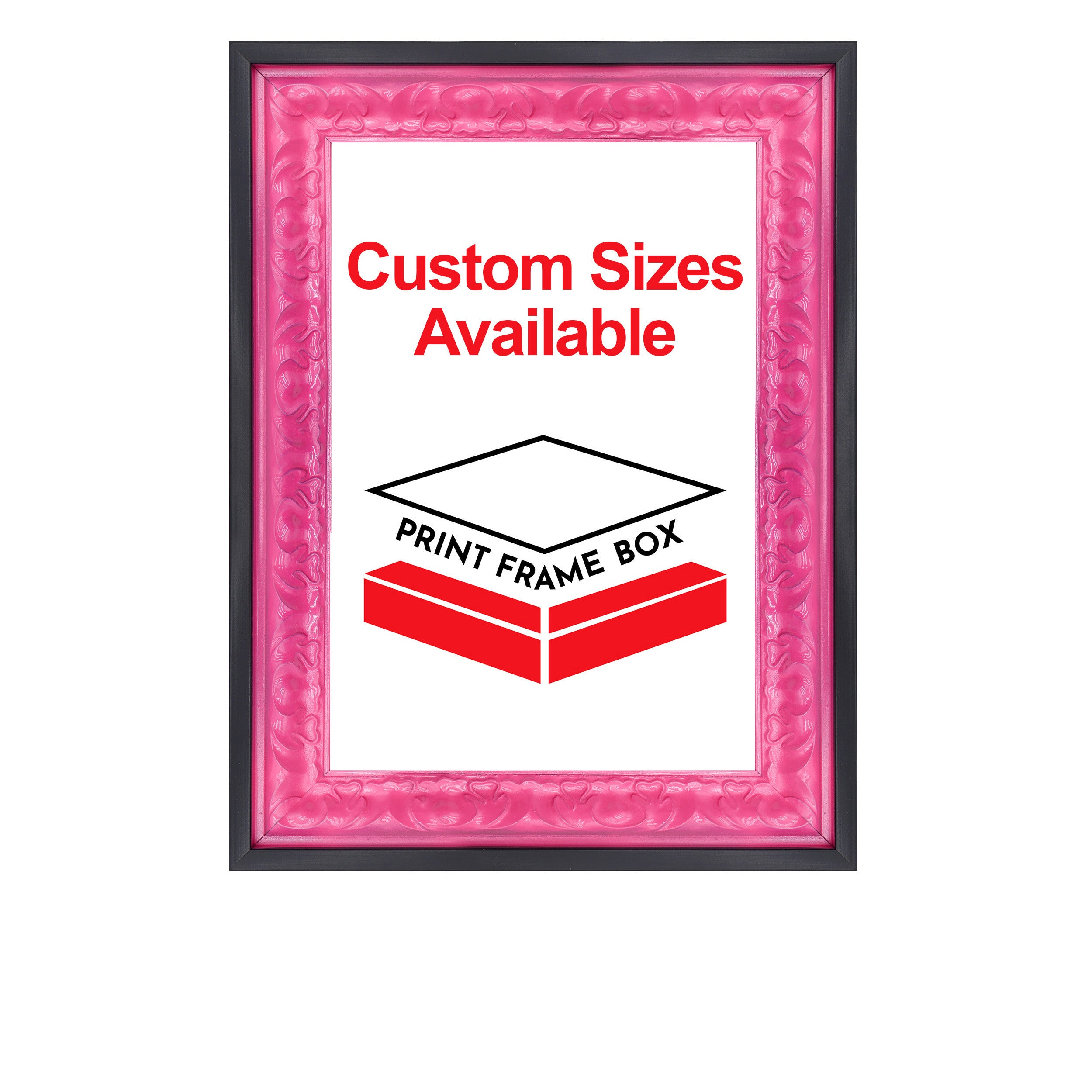 Hand Painted Pink Ornate 1 1/2 Wide Wood Picture Frame