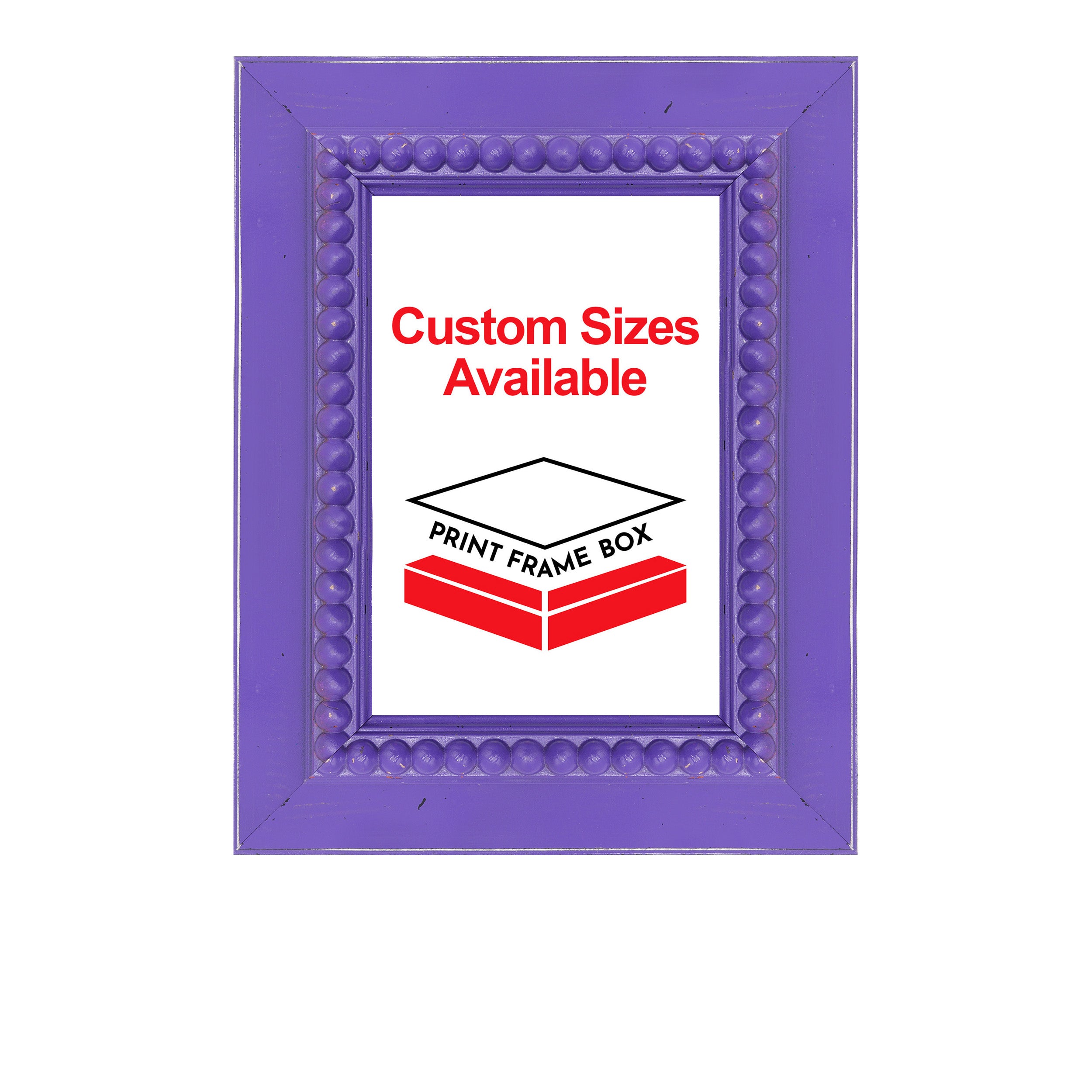 Hand Painted Purple Beaded 2 1/2 Wide Wood Picture Frame