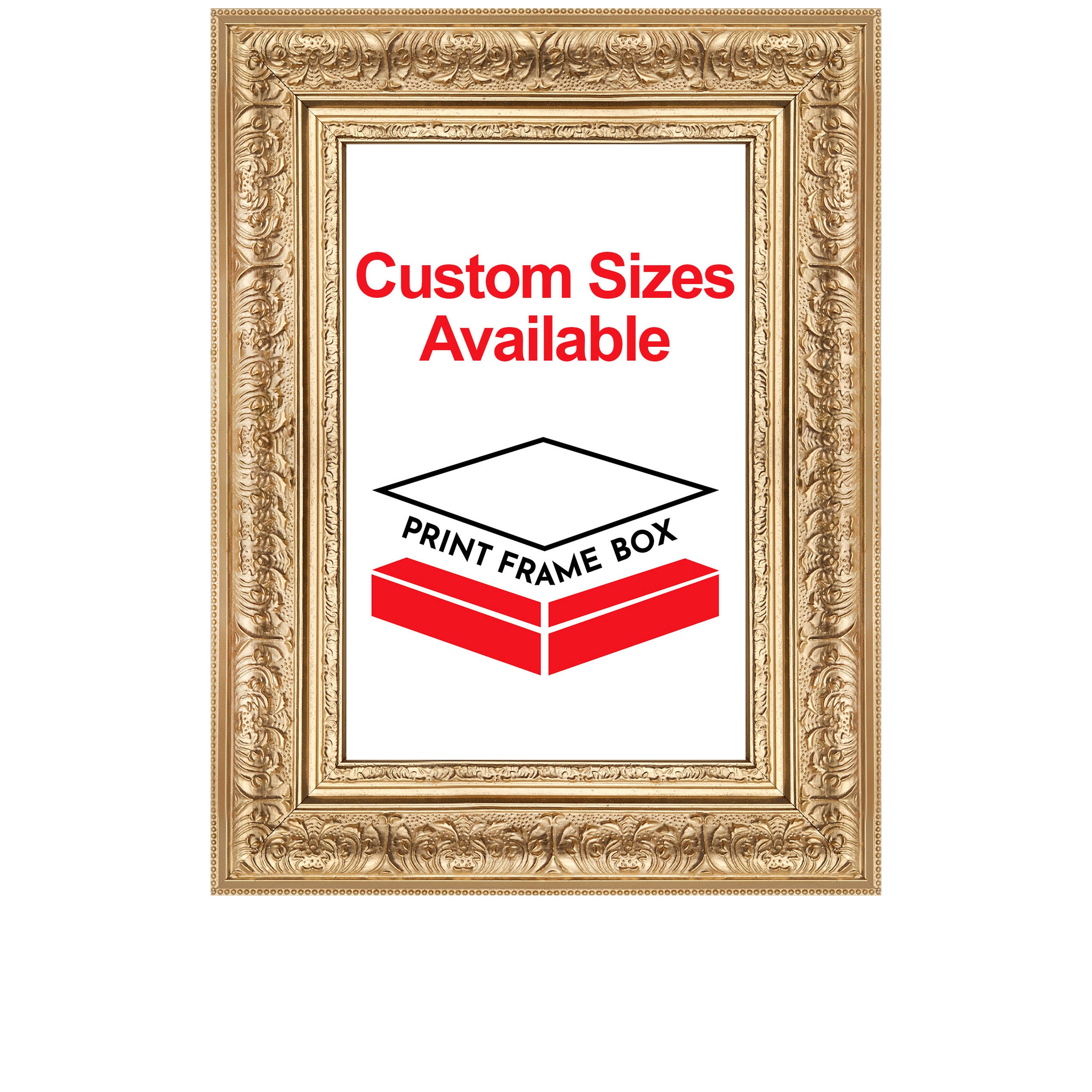 Hand Painted Metallic Gold Ornate 2 1/4 Wide Wood Picture Frame