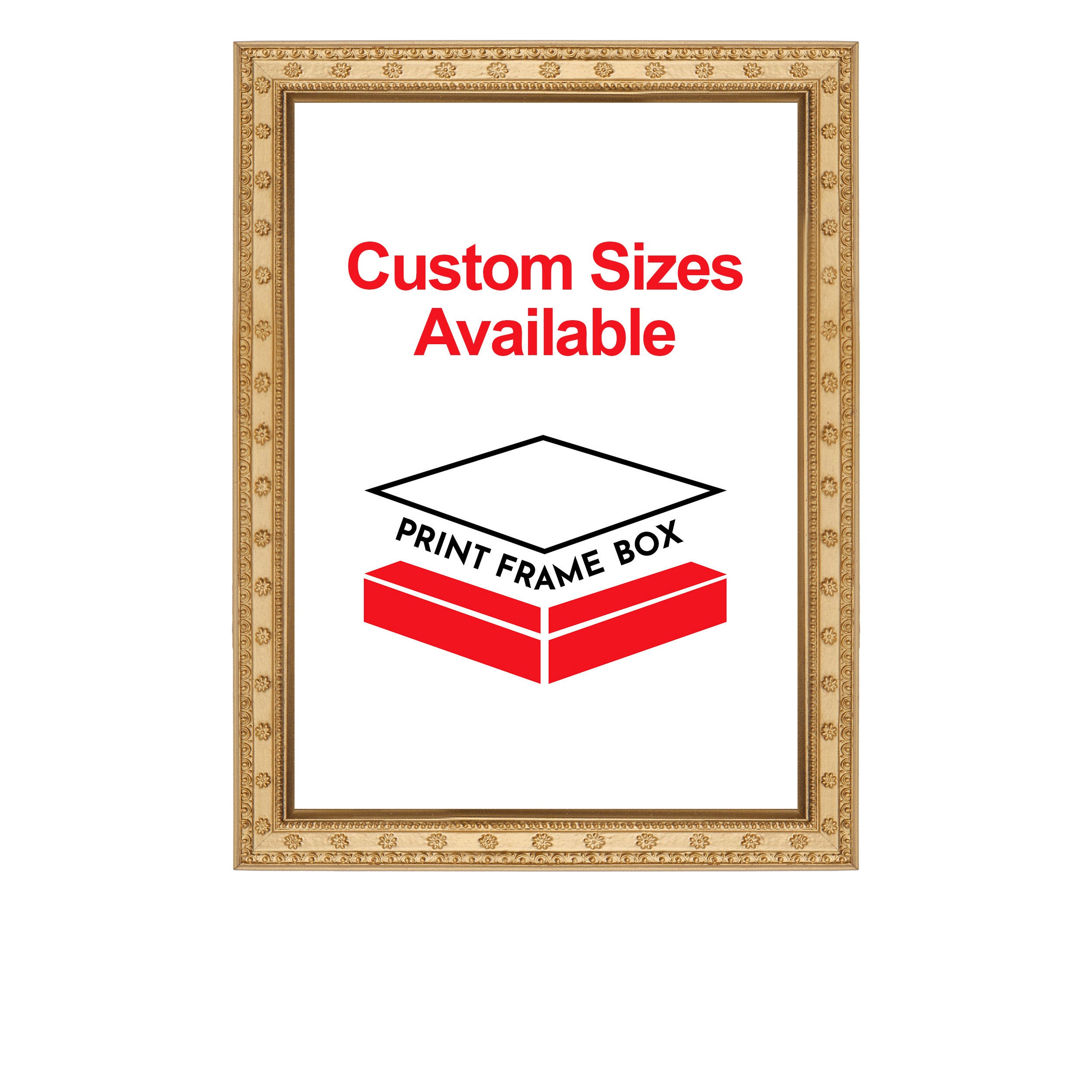 Hand Painted Metallic Gold Flower Ornate Wood Picture Frame