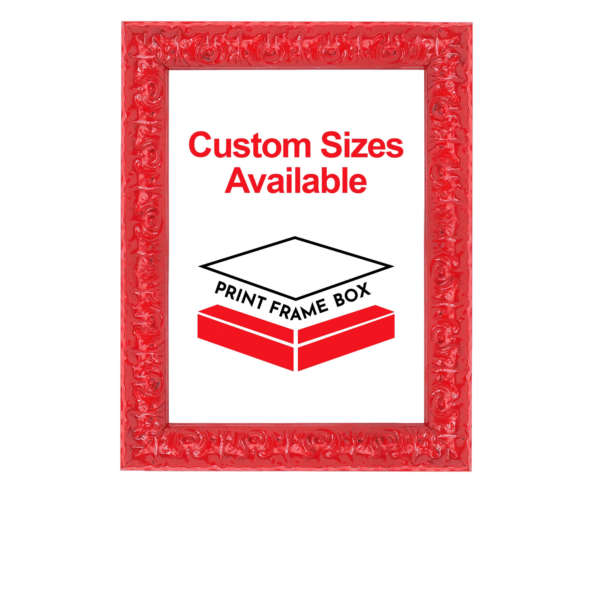 Hand Painted Red Ornate Wood Picture Frame