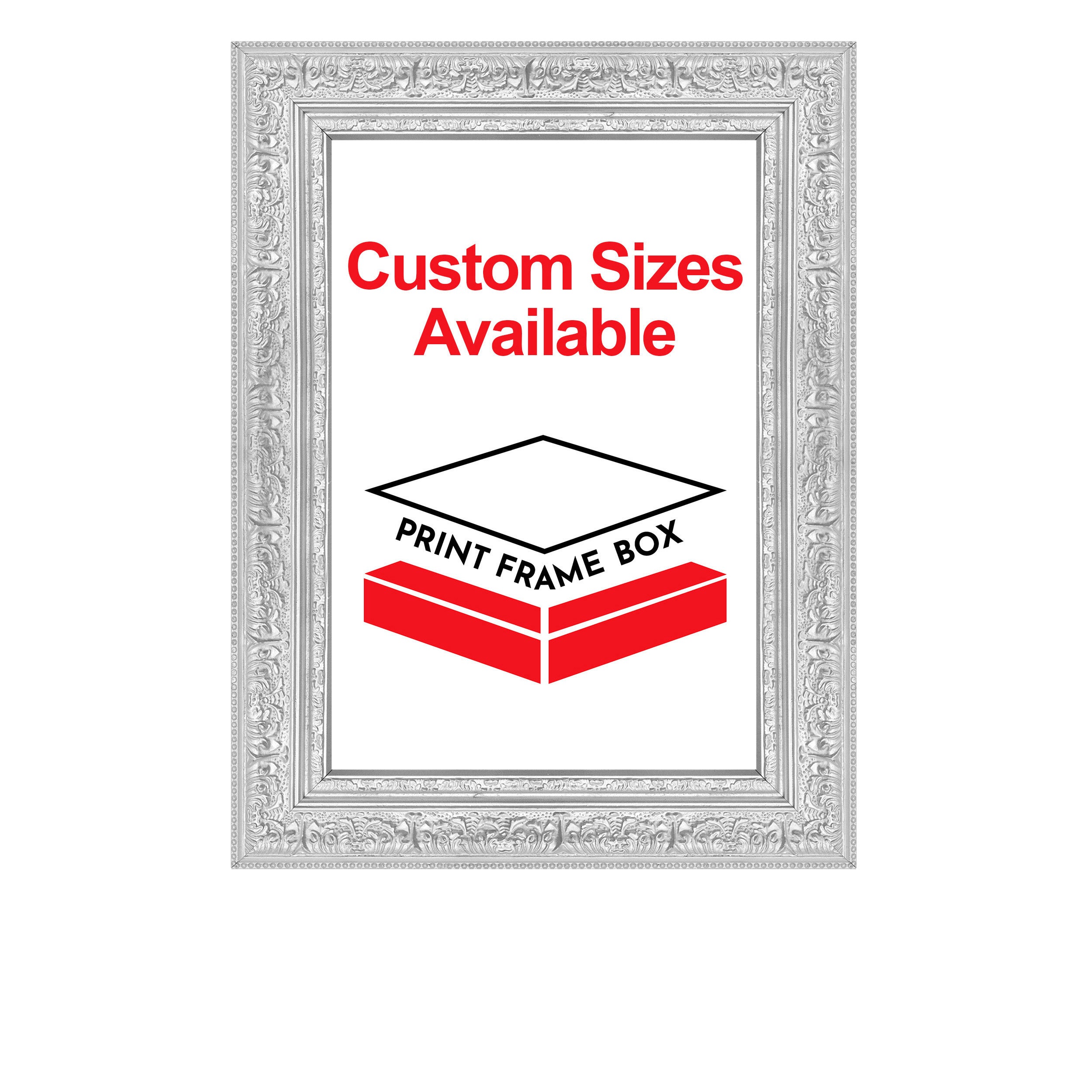 Hand Painted Silver Ornate Wood Picture Frame