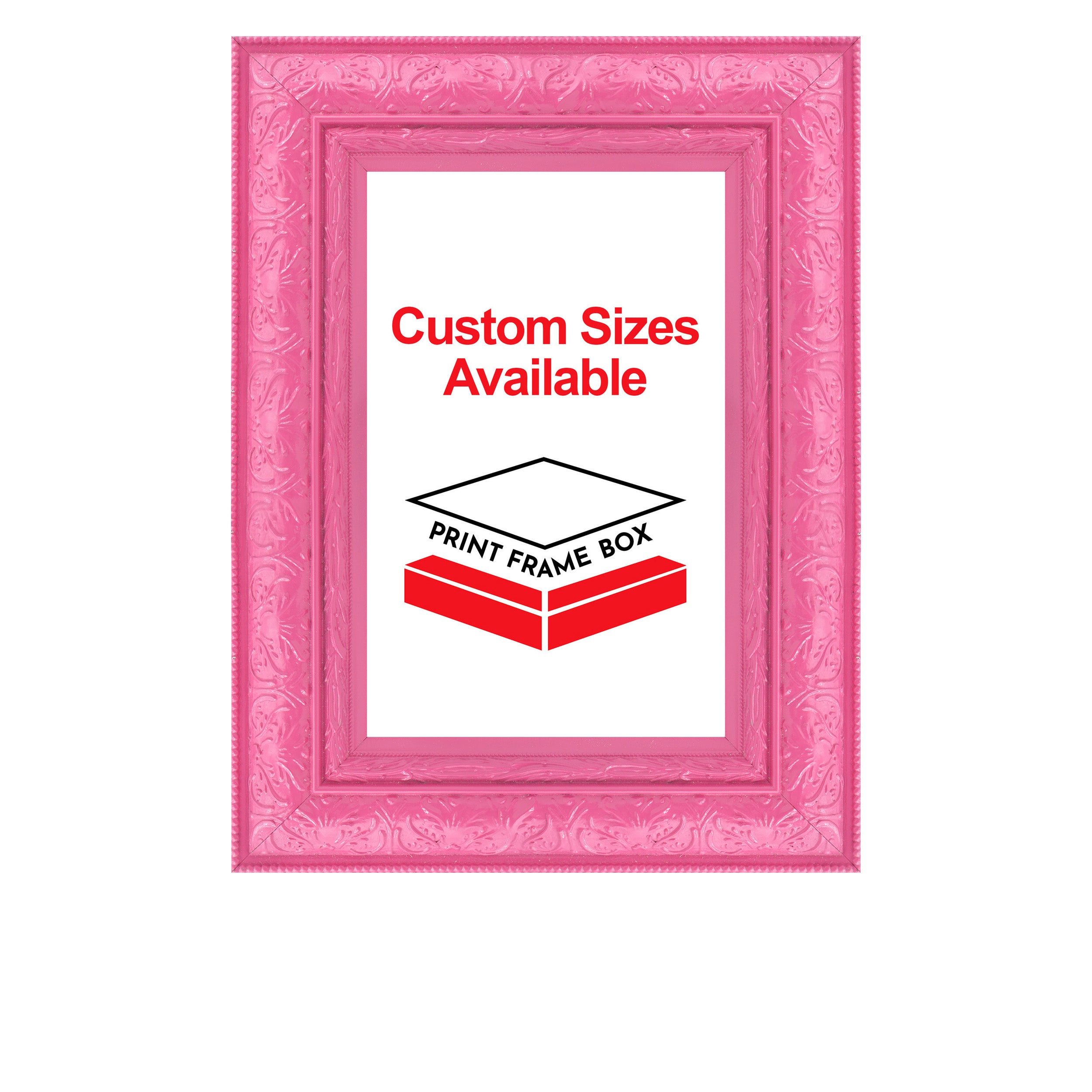 Hand Painted Pink Ornate 2 1/2 Wide Wood Picture Frame