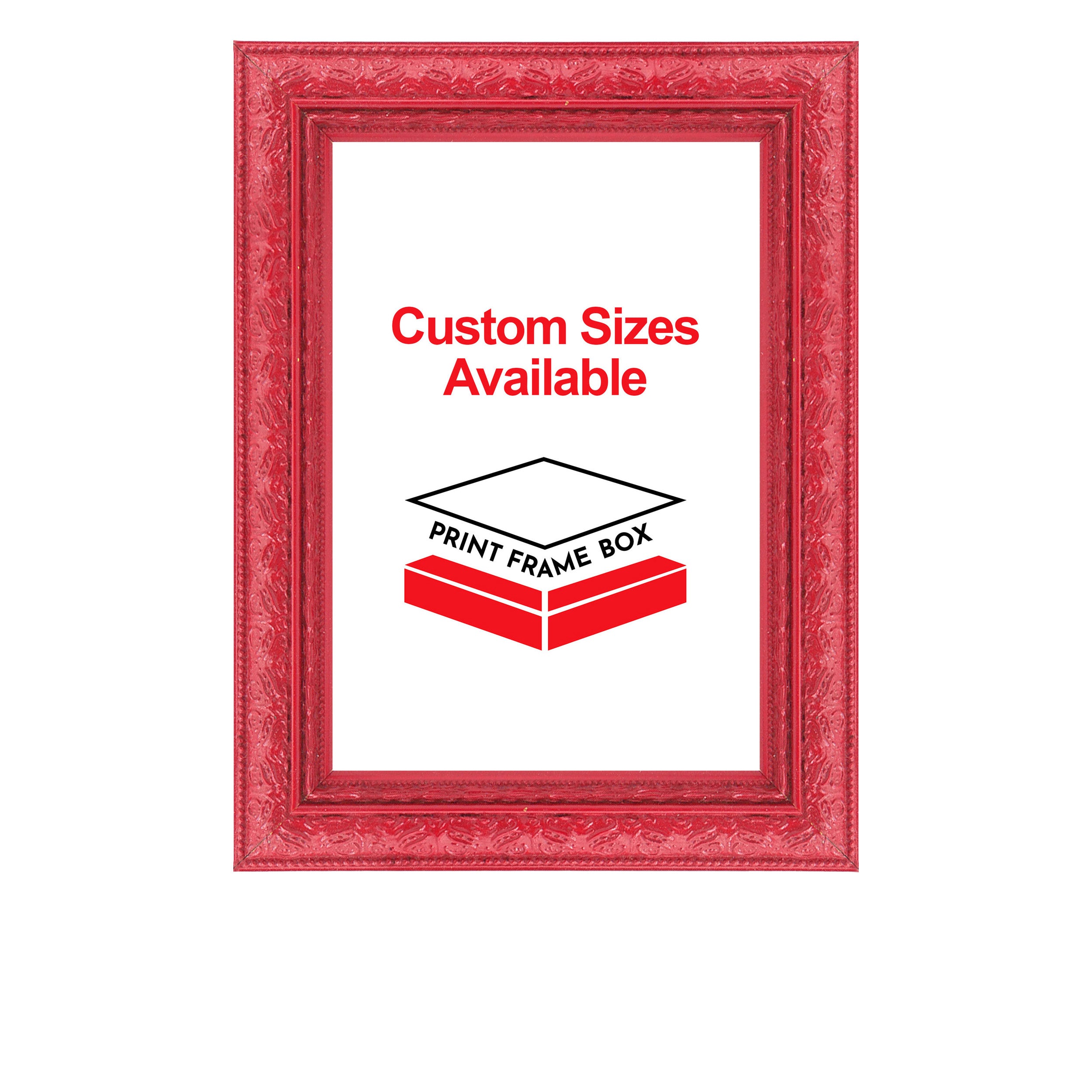 Hand Painted Red Ornate 1 3/8 Wide Wood Picture Frame