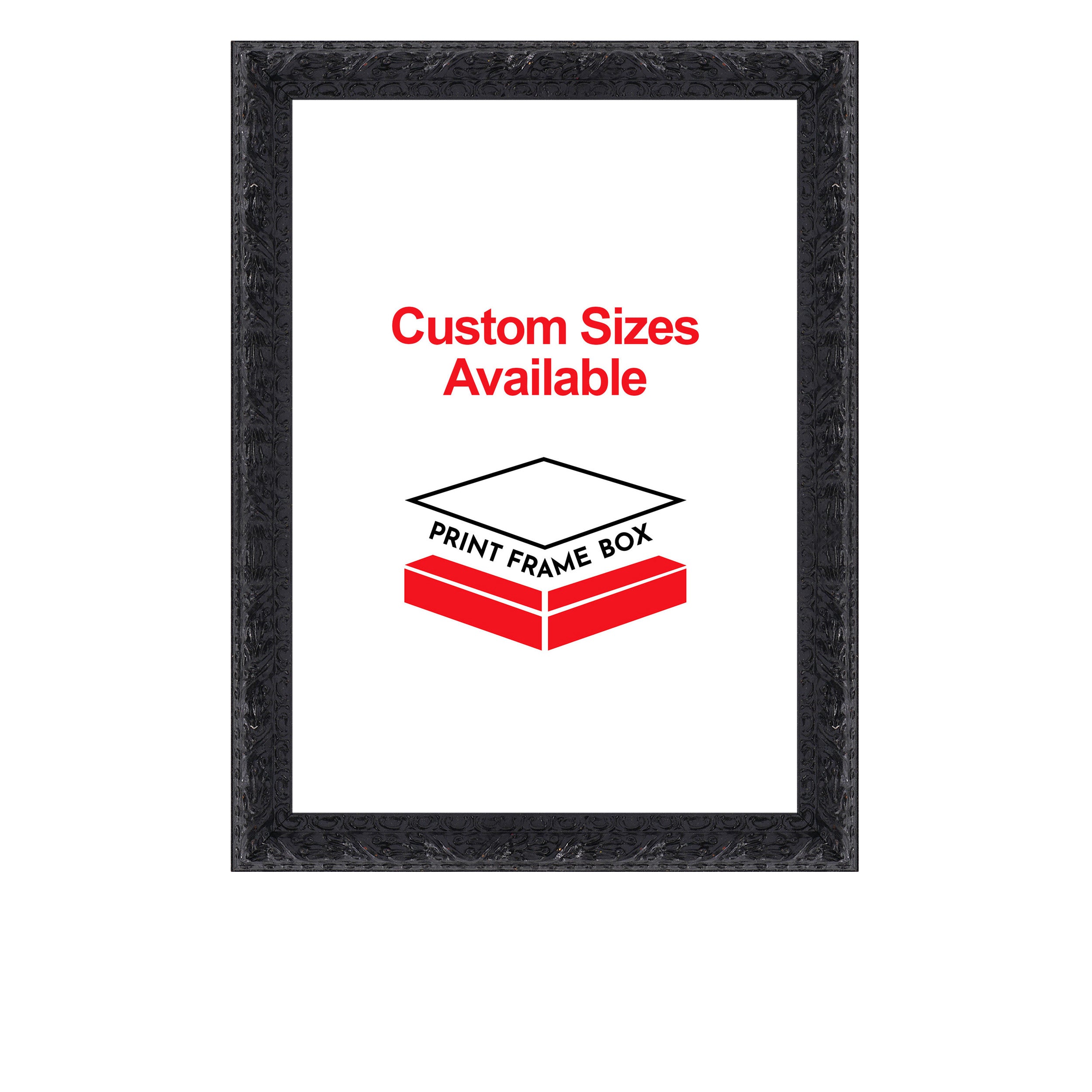 Hand Painted Black Ornate Wood Picture Frame