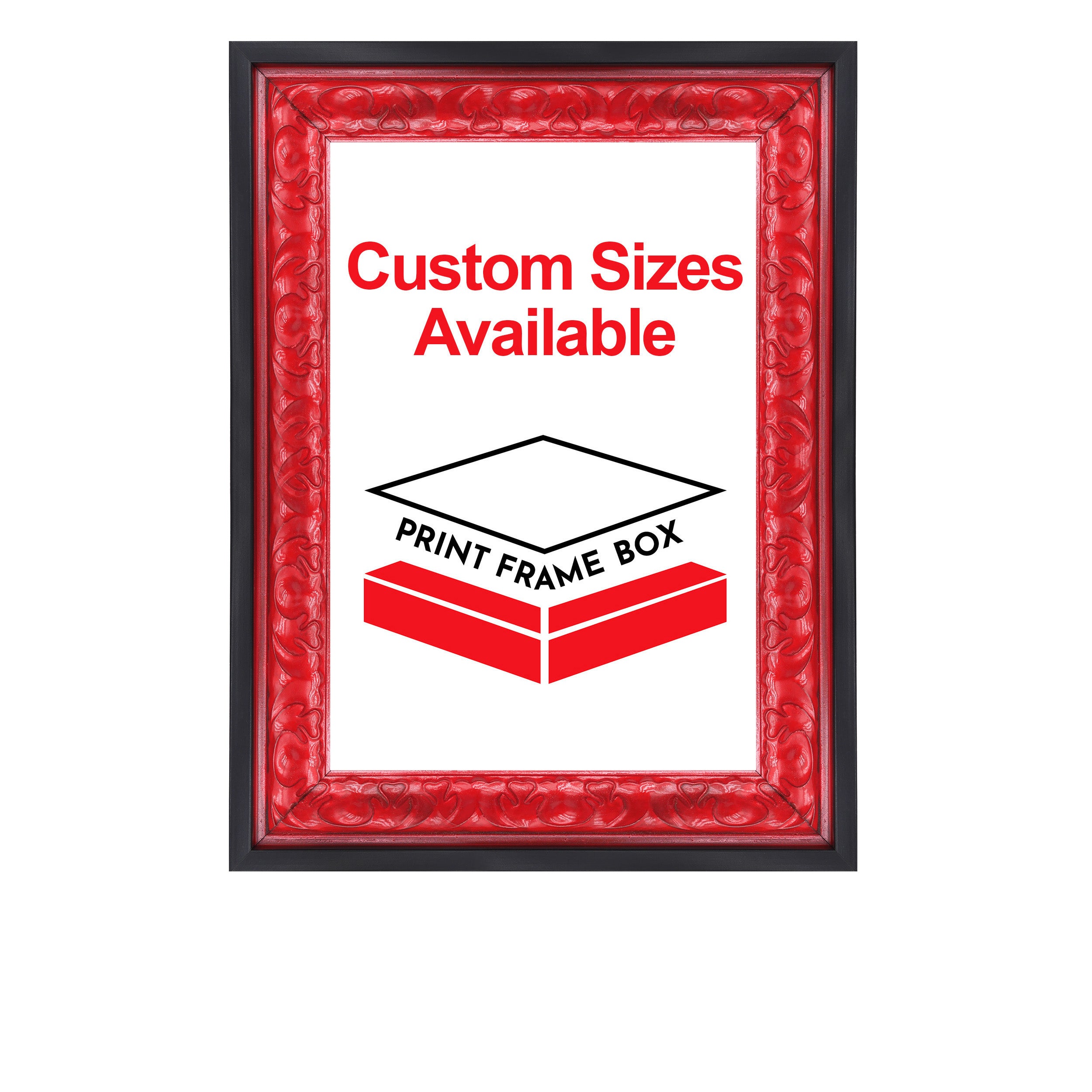 Hand Painted Red Ornate 1 1/2 Wide Wood Picture Frame