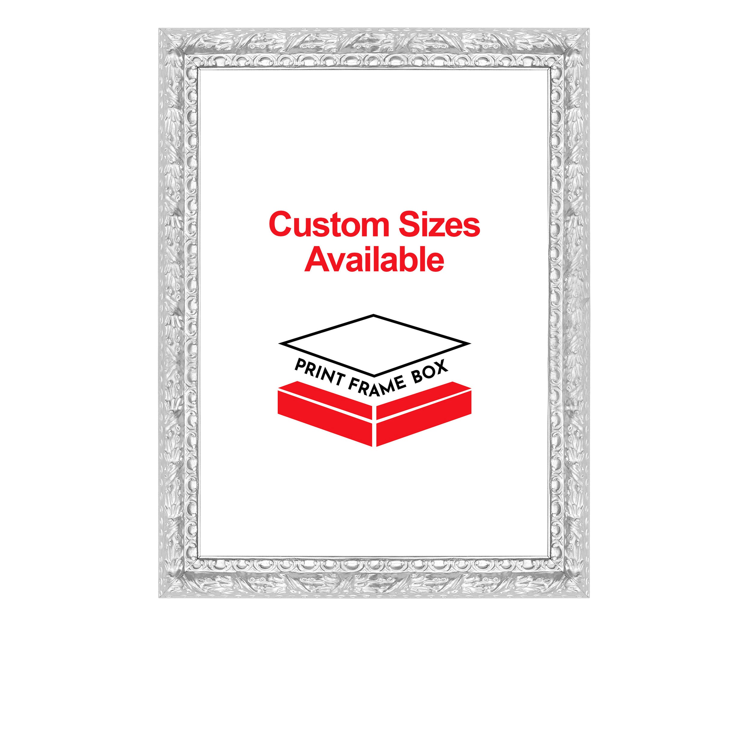 Hand Painted Silver Ornate Wood Picture Frame