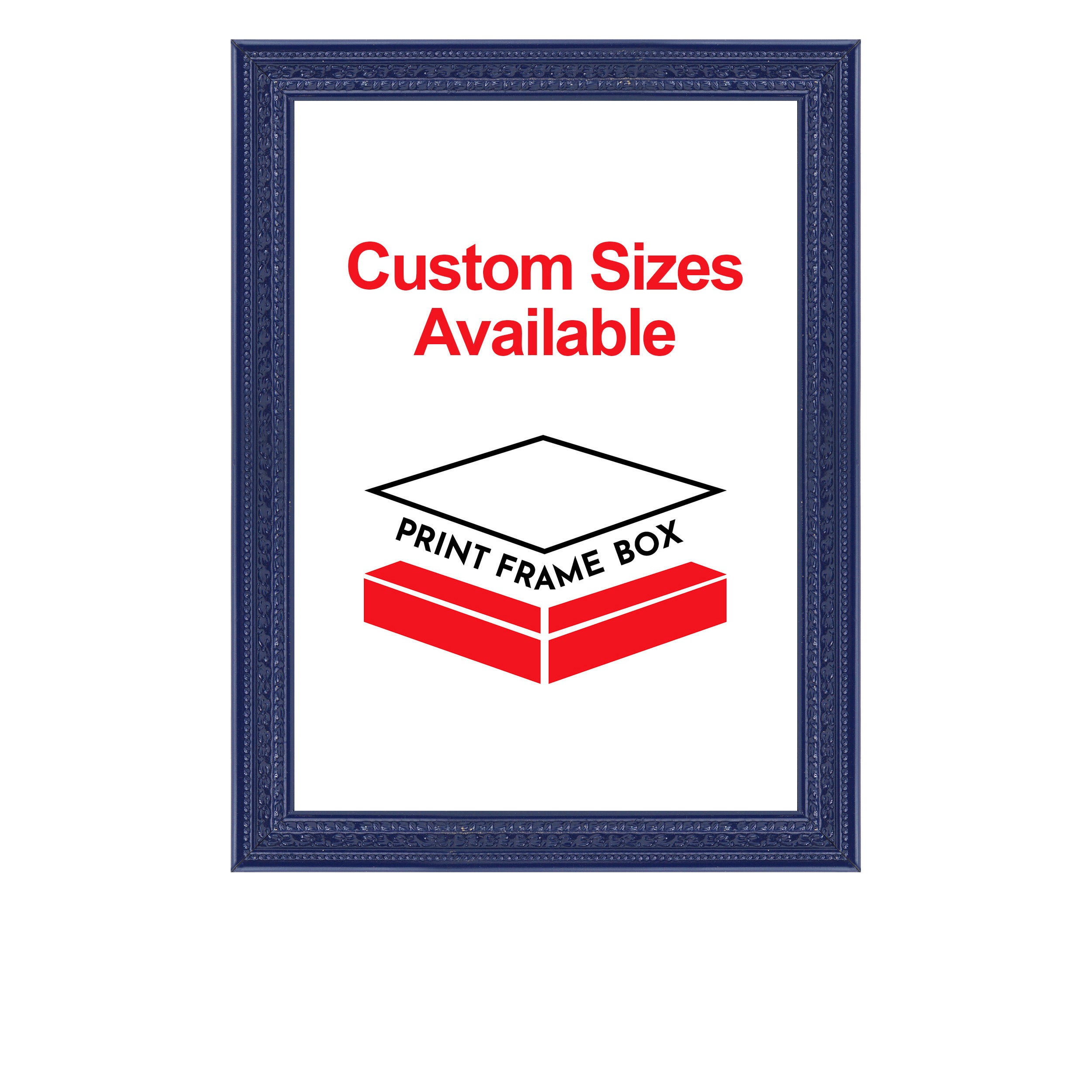 Hand Painted Navy Bow Pattern Ornate Wood Picture Frame