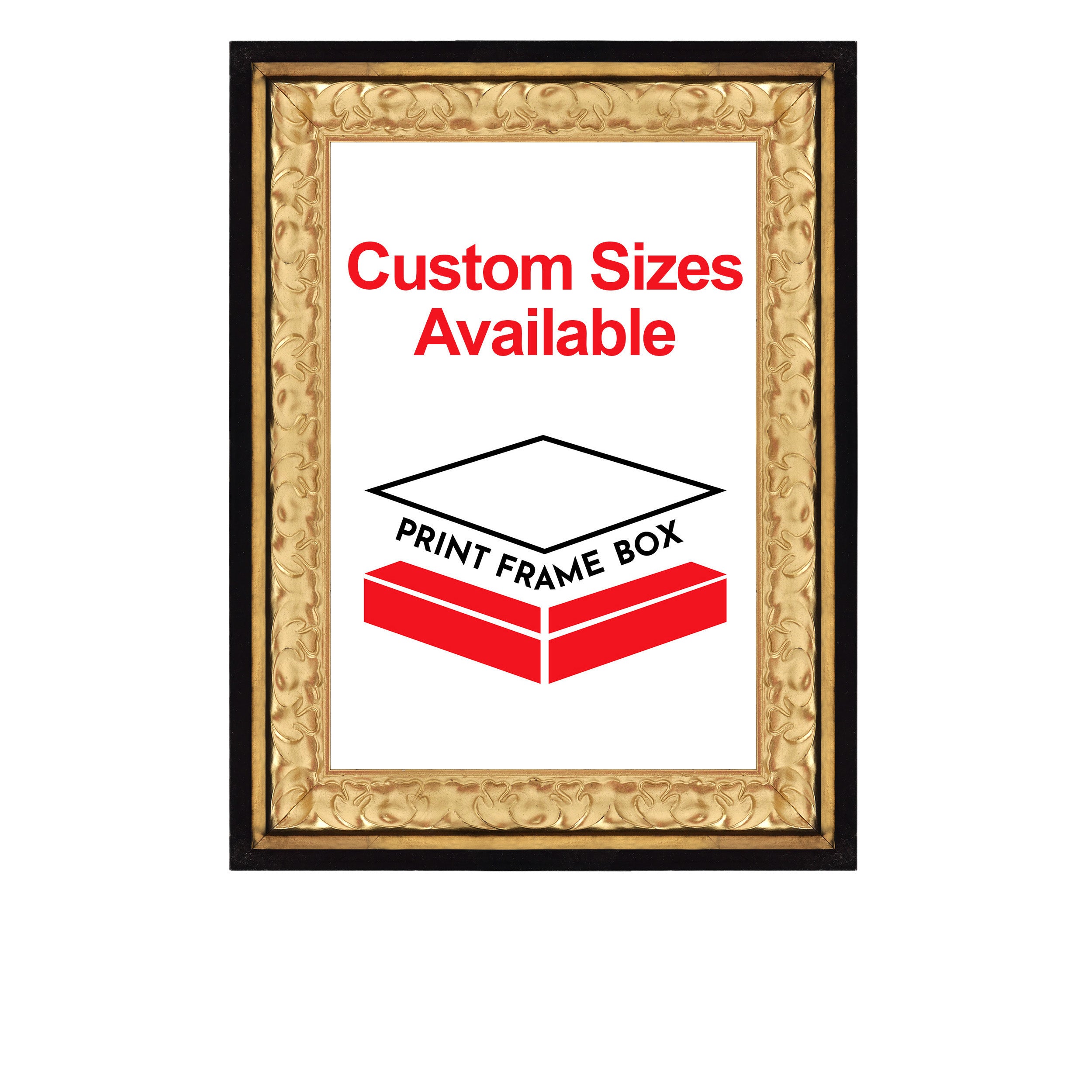 Hand Painted Metallic Gold Ornate 1 1/2 Wide Wood Picture Frame