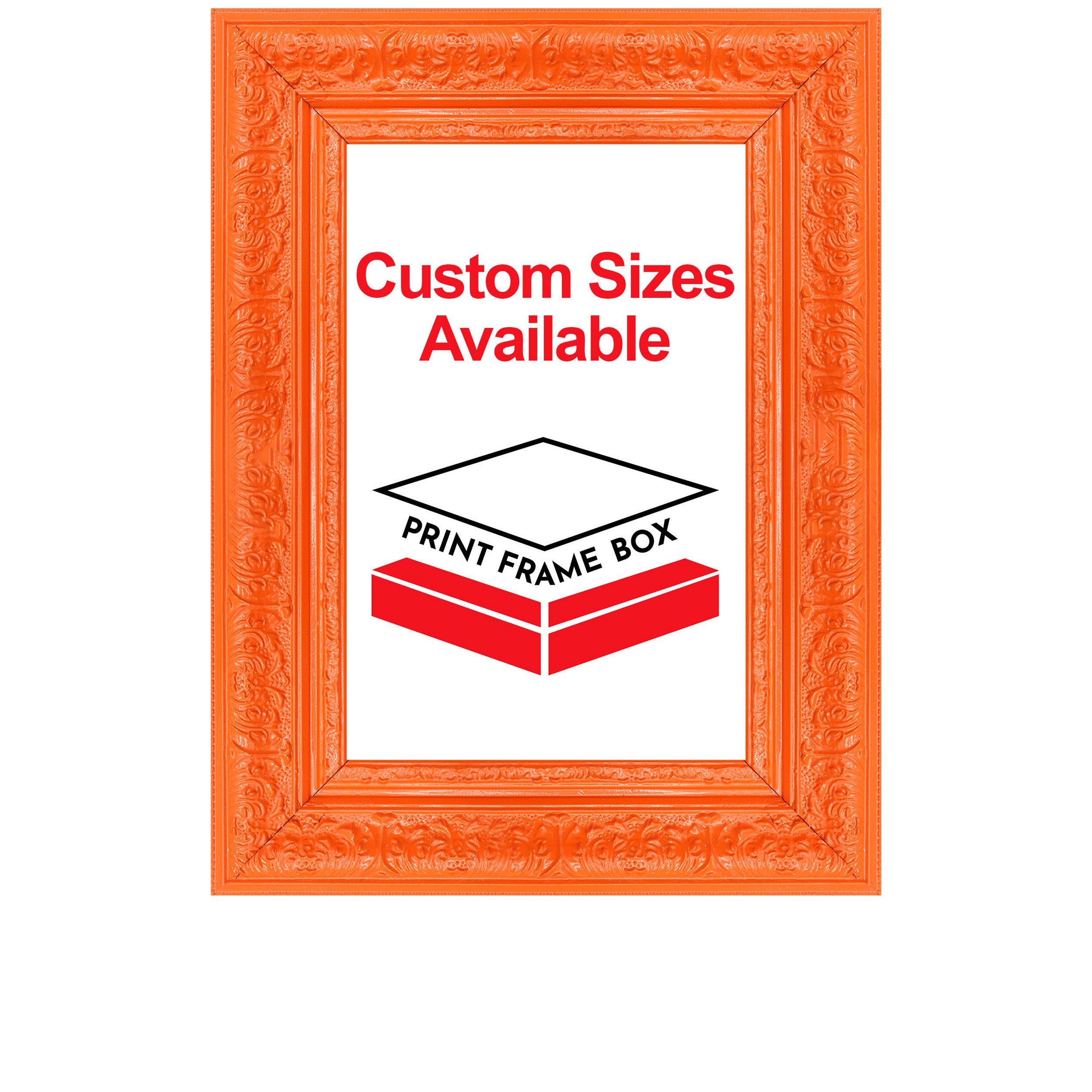 Hand Painted Orange Ornate 2 1/4 Wide Wood Picture Frame