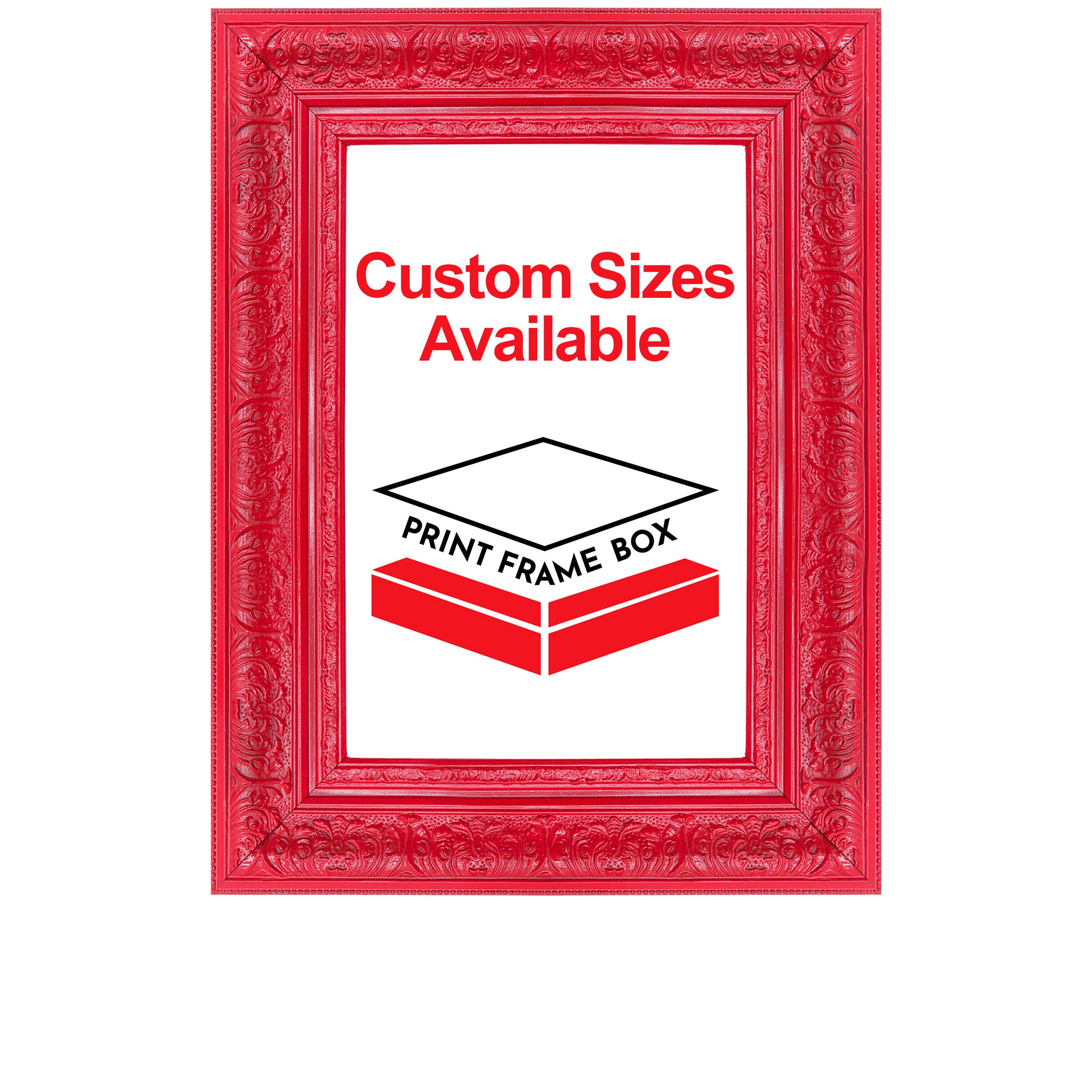 Hand Painted Red Ornate 2 1/4 Wide Wood Picture Frame