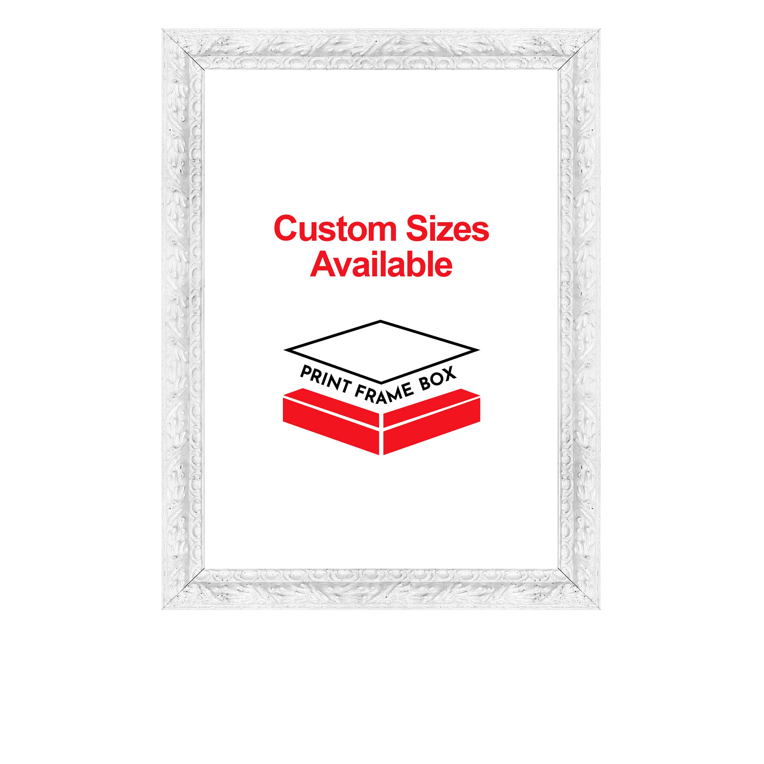 Hand Painted White Ornate Wood Picture Frame