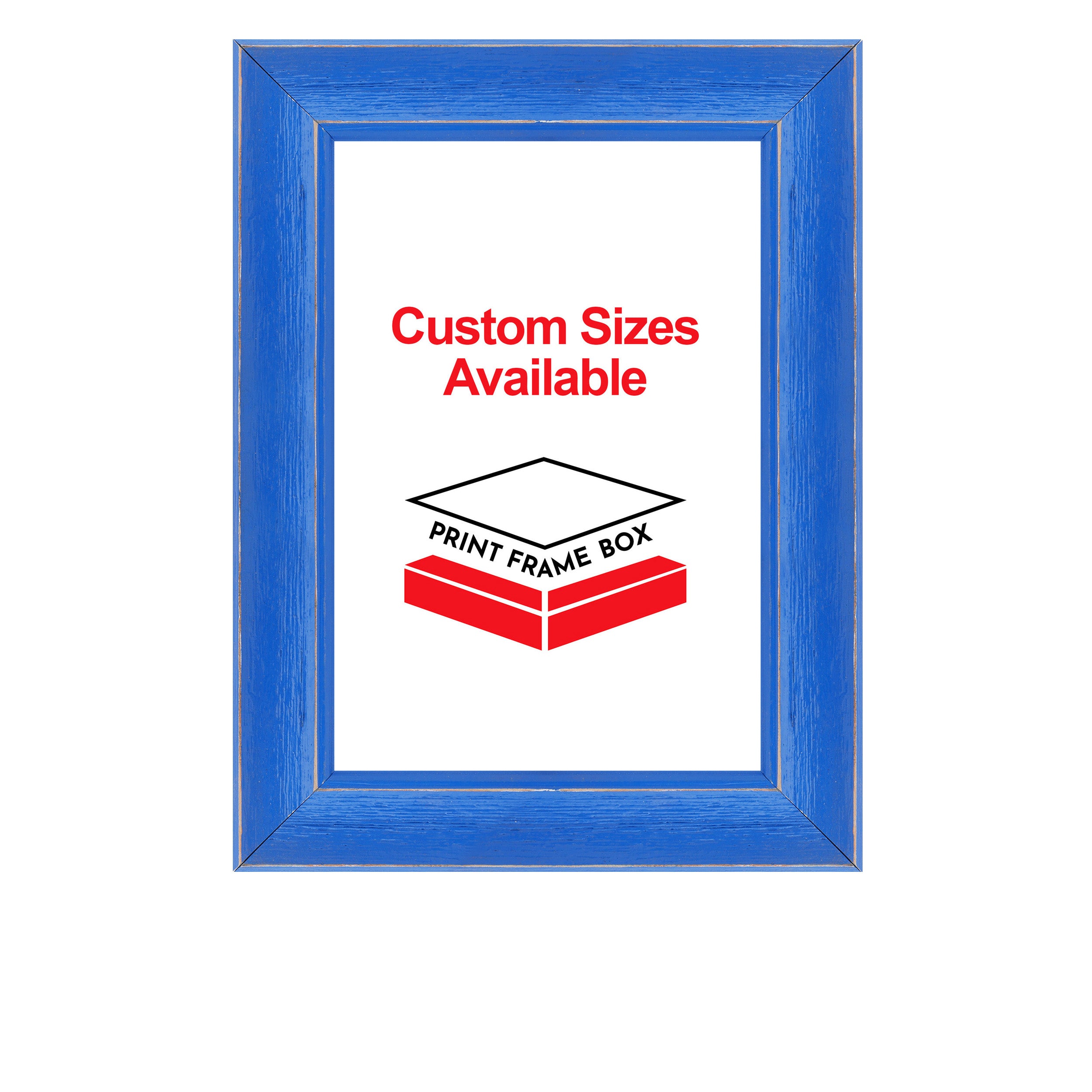 Hand Painted Blue Rustic Distressed Wood Picture Frame