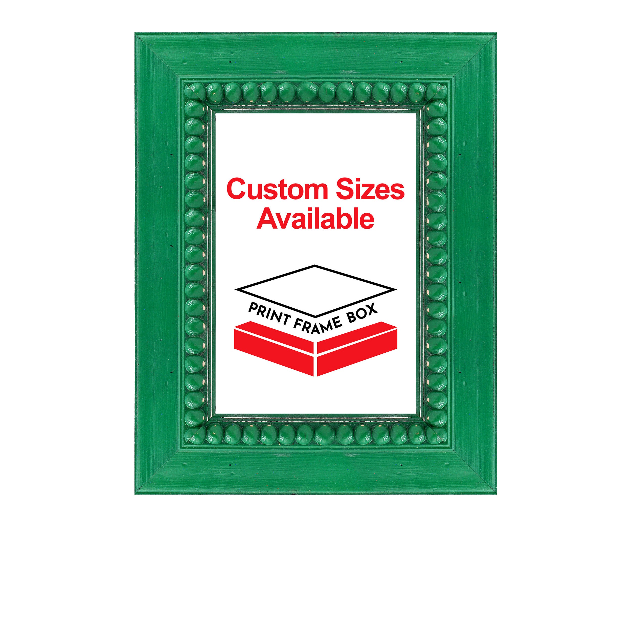 Hand Painted Green Beaded 2 1/2 Wide Wood Picture Frame