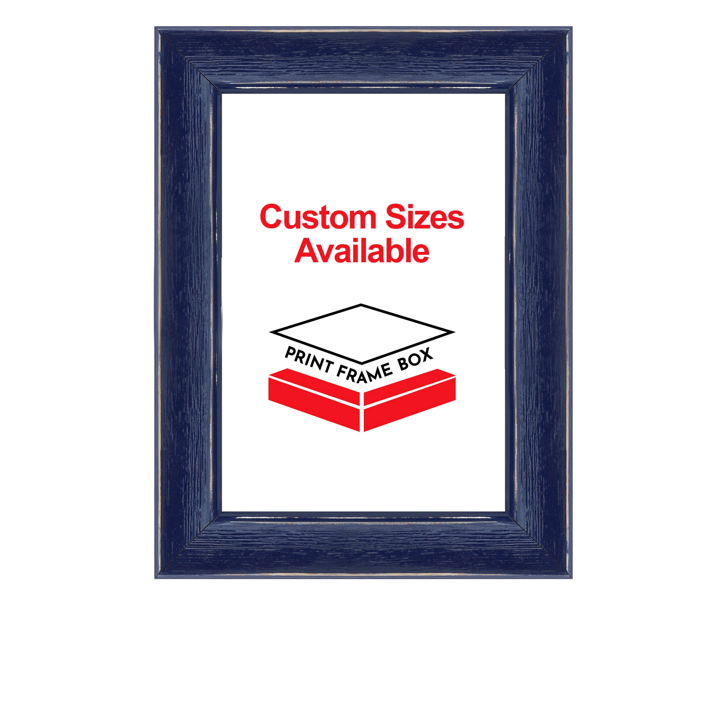 Hand Painted Navy Rustic Distressed Wood Picture Frame