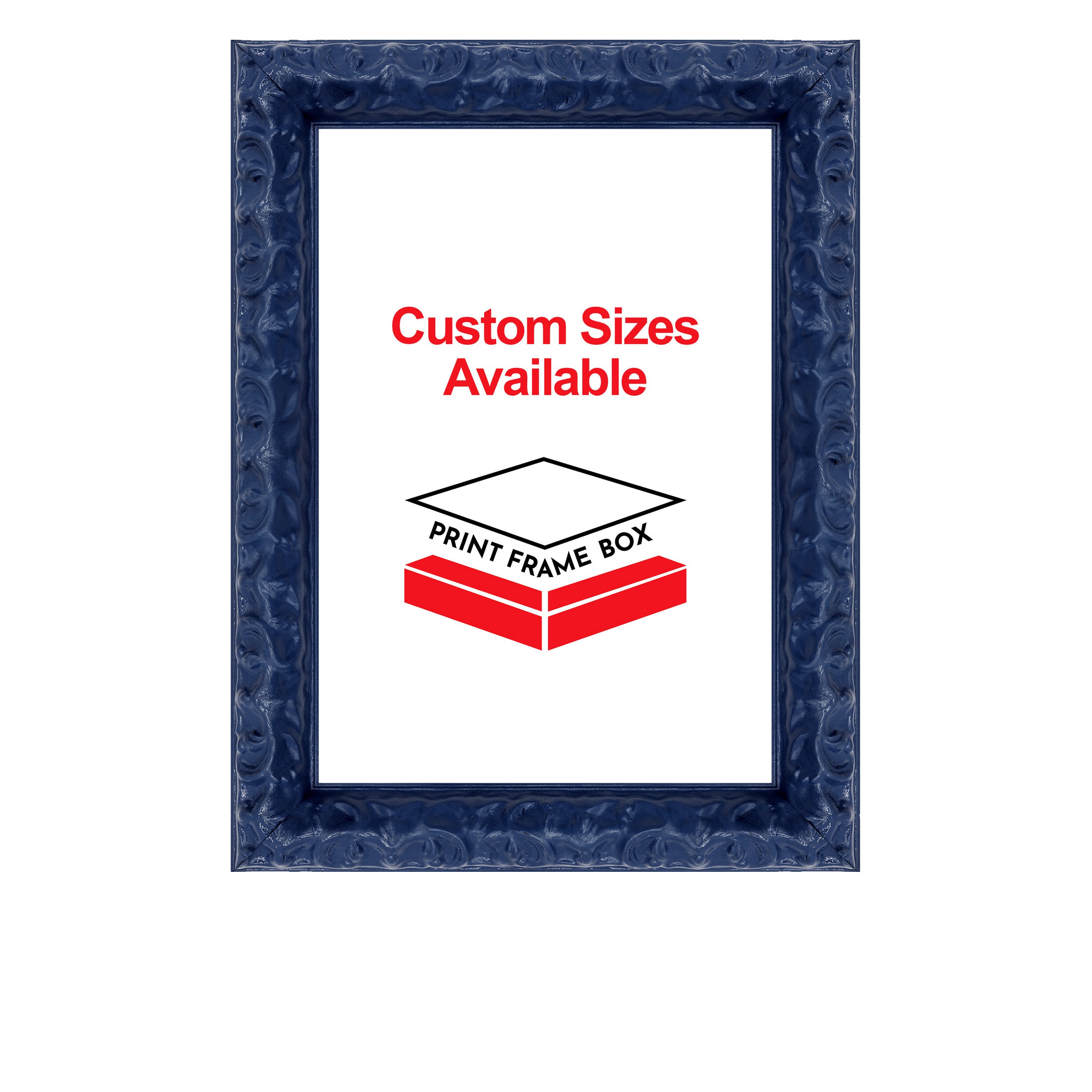 Hand Painted Navy Ornate 1 3/8 Wide Wood Picture Frame