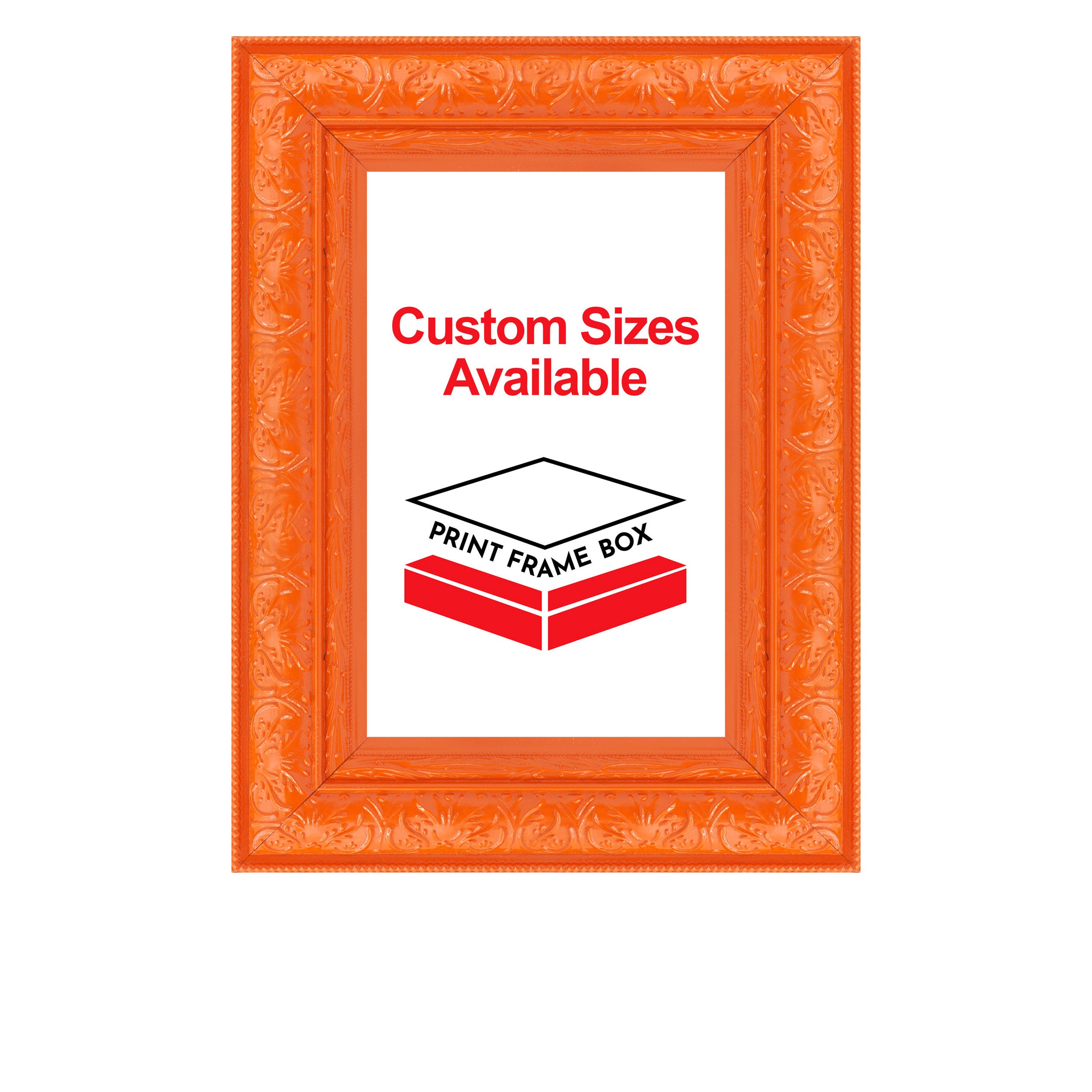 Hand Painted Orange Ornate 2 1/2 Wide Wood Picture Frame