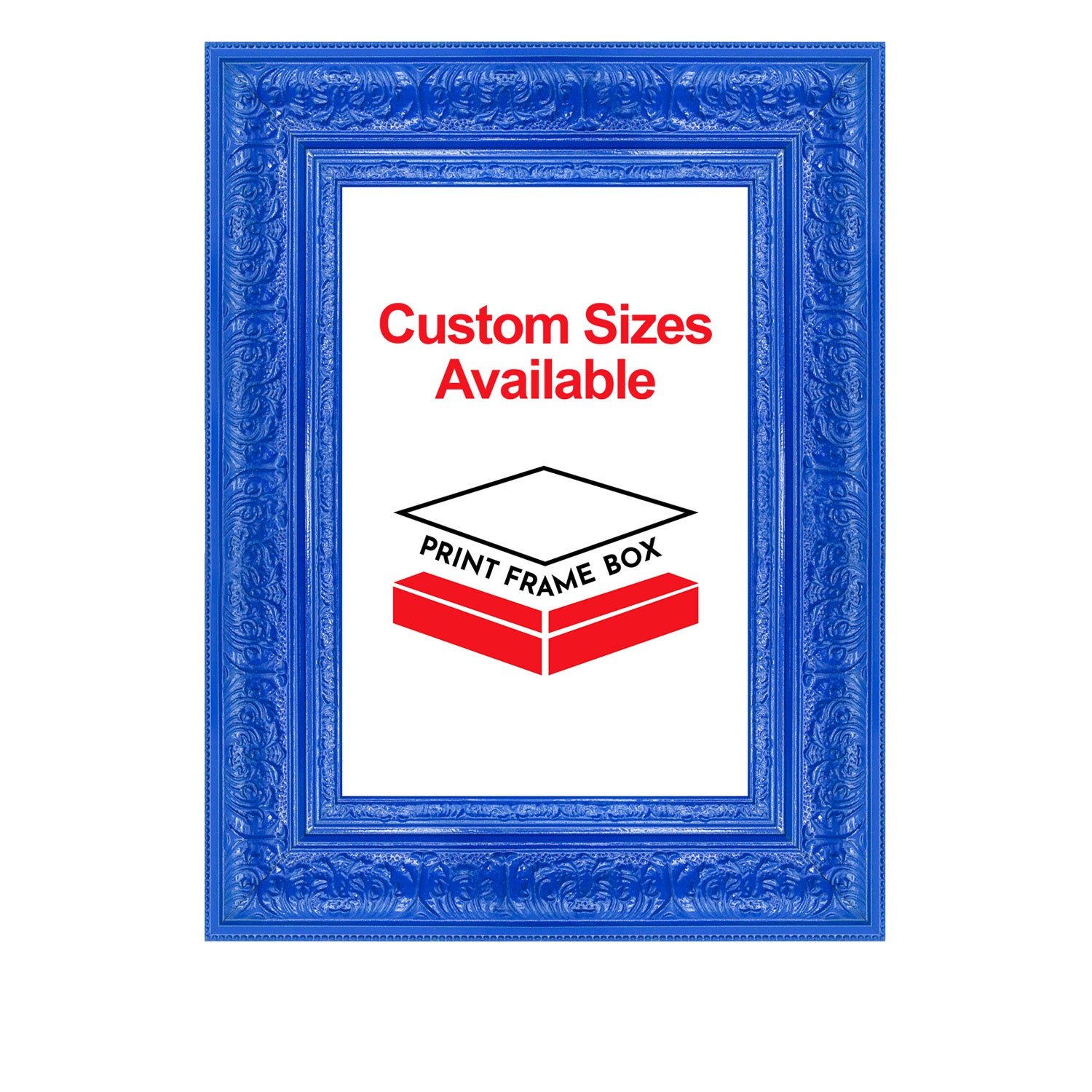 Hand Painted Blue Ornate 2 1/4 Wide Wood Picture Frame