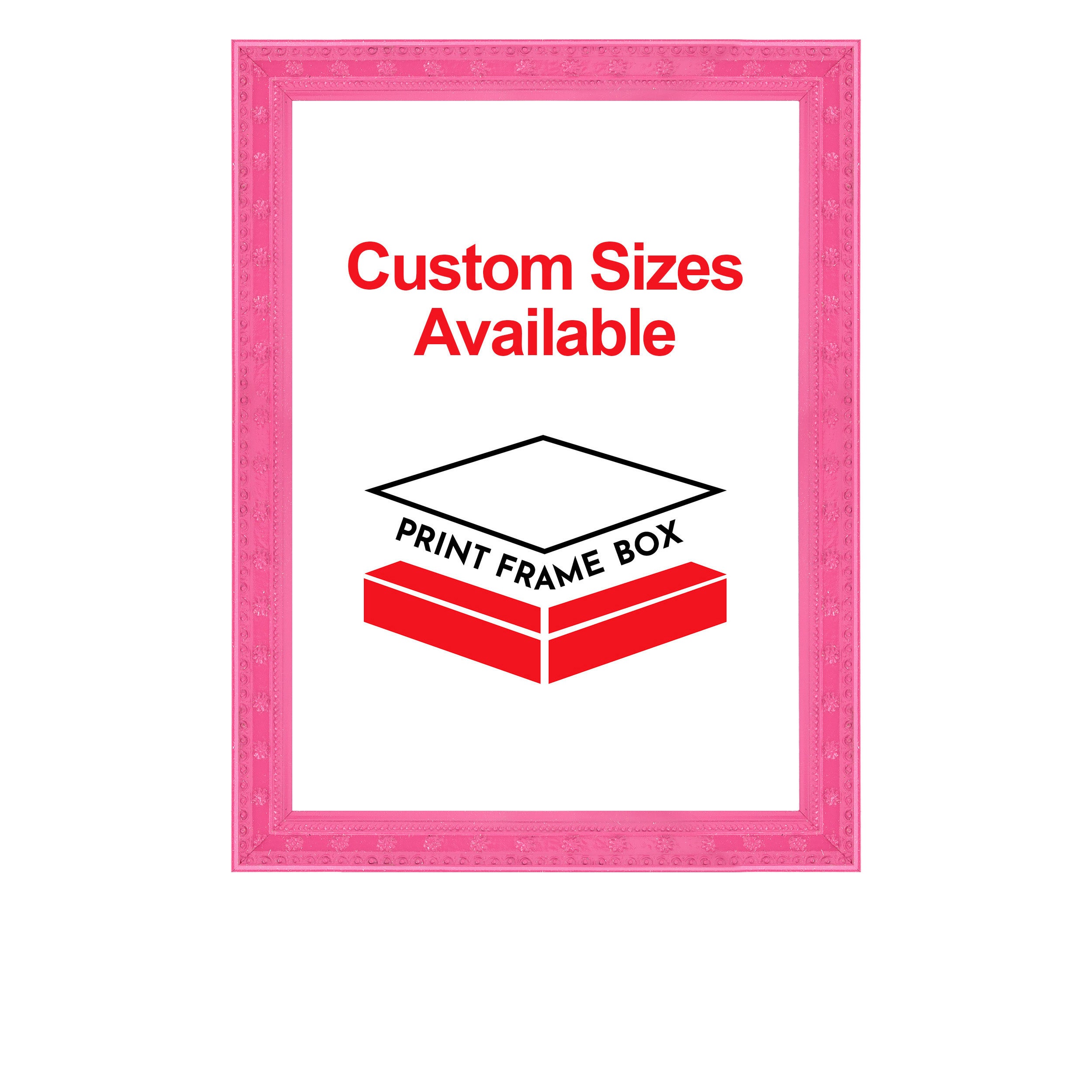 Hand Painted Pink Flower Ornate Wood Picture Frame