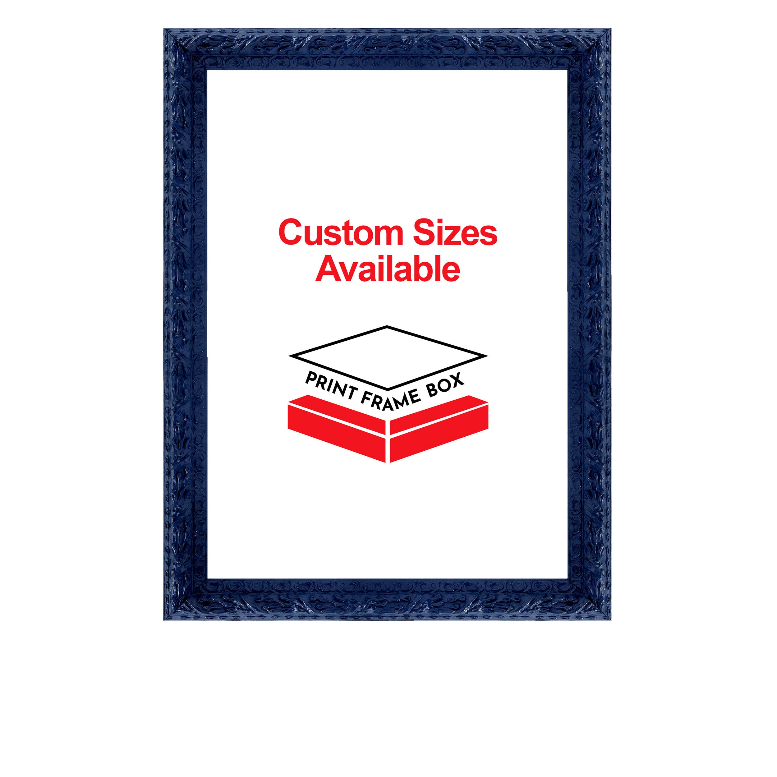 Hand Painted Navy Ornate Wood Picture Frame