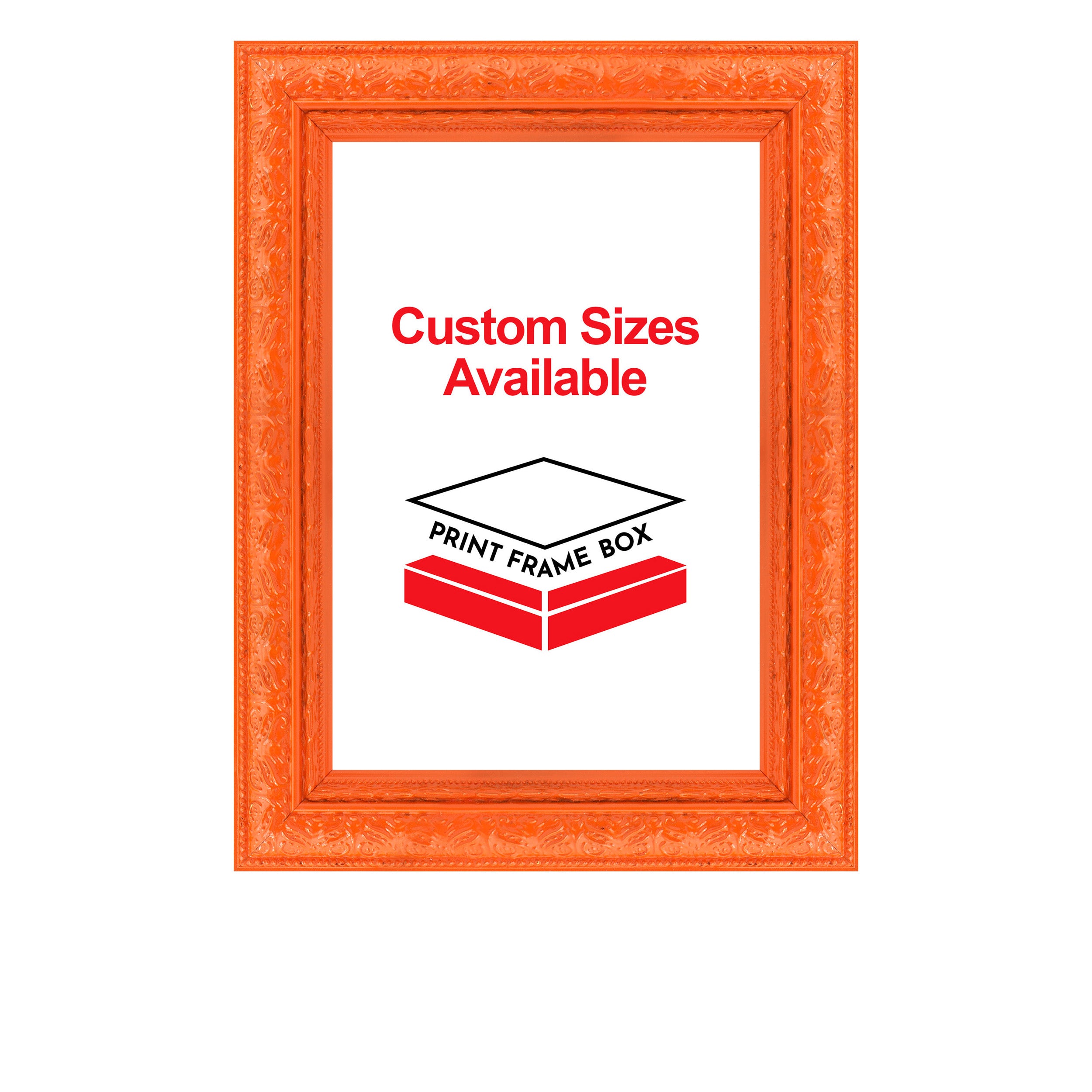 Hand Painted Orange Ornate 1 3/8 Wide Wood Picture Frame
