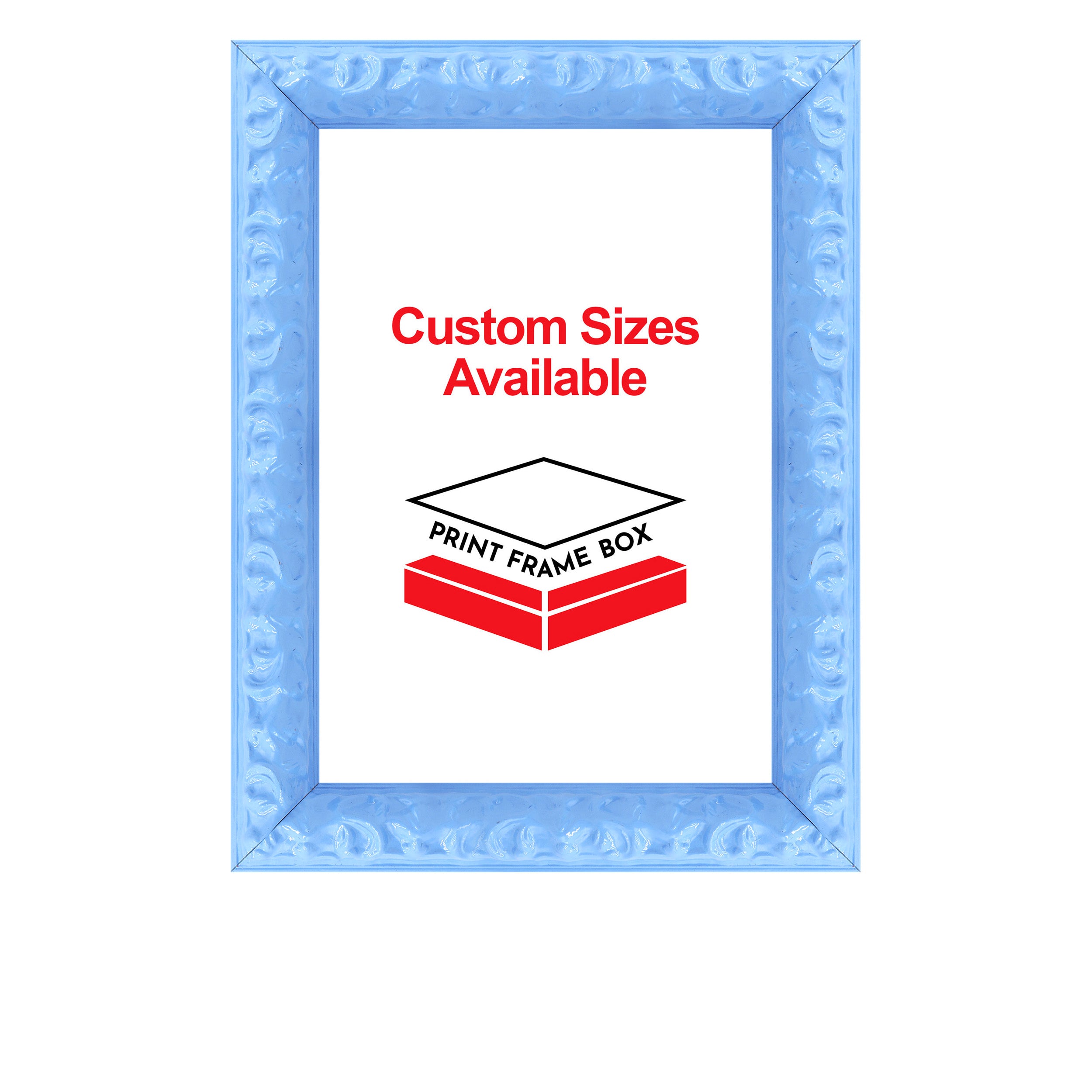 Hand Painted Light Blue Ornate 1 3/8 Wide Wood Picture Frame