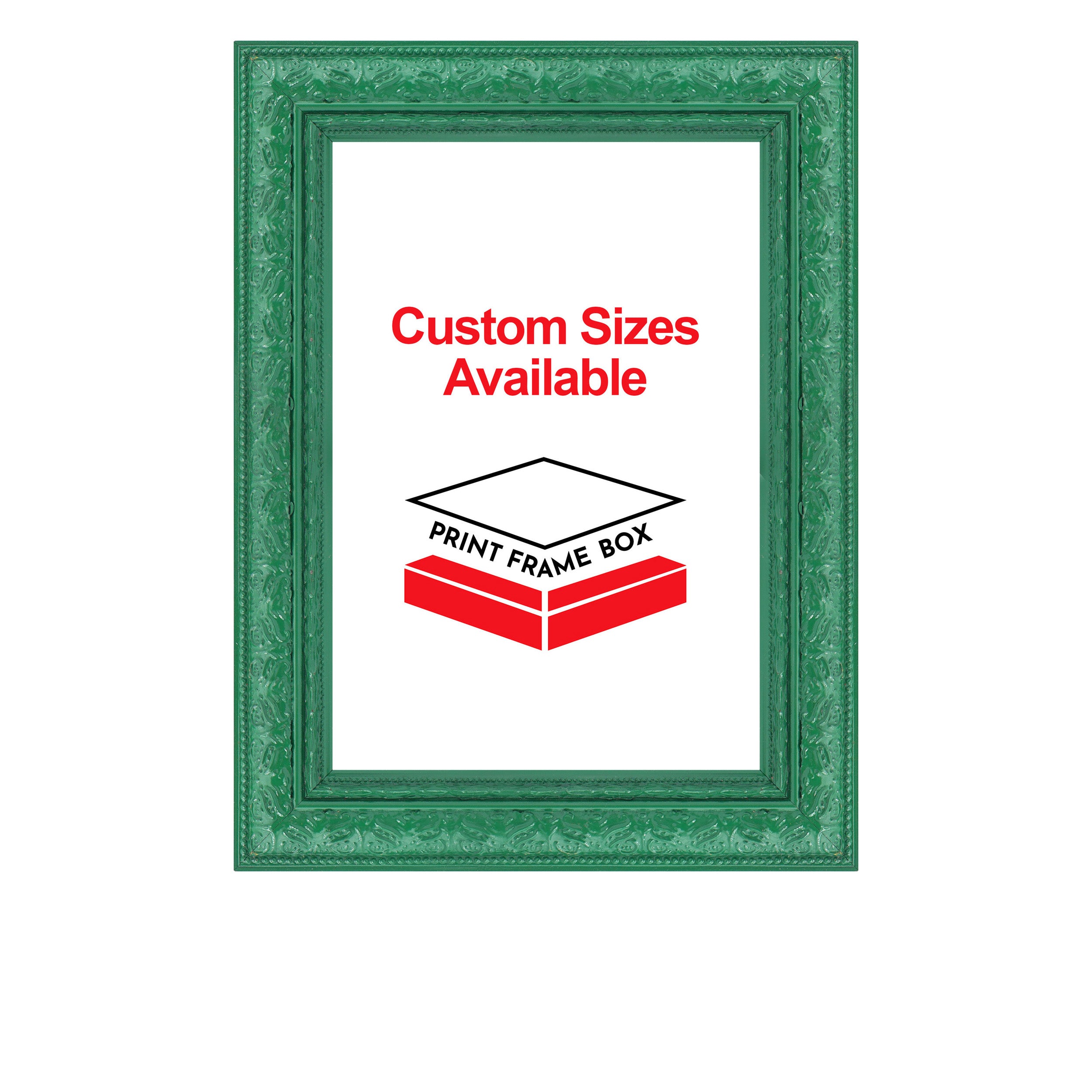 Hand Painted Green Ornate 1 3/8 Wide Wood Picture Frame