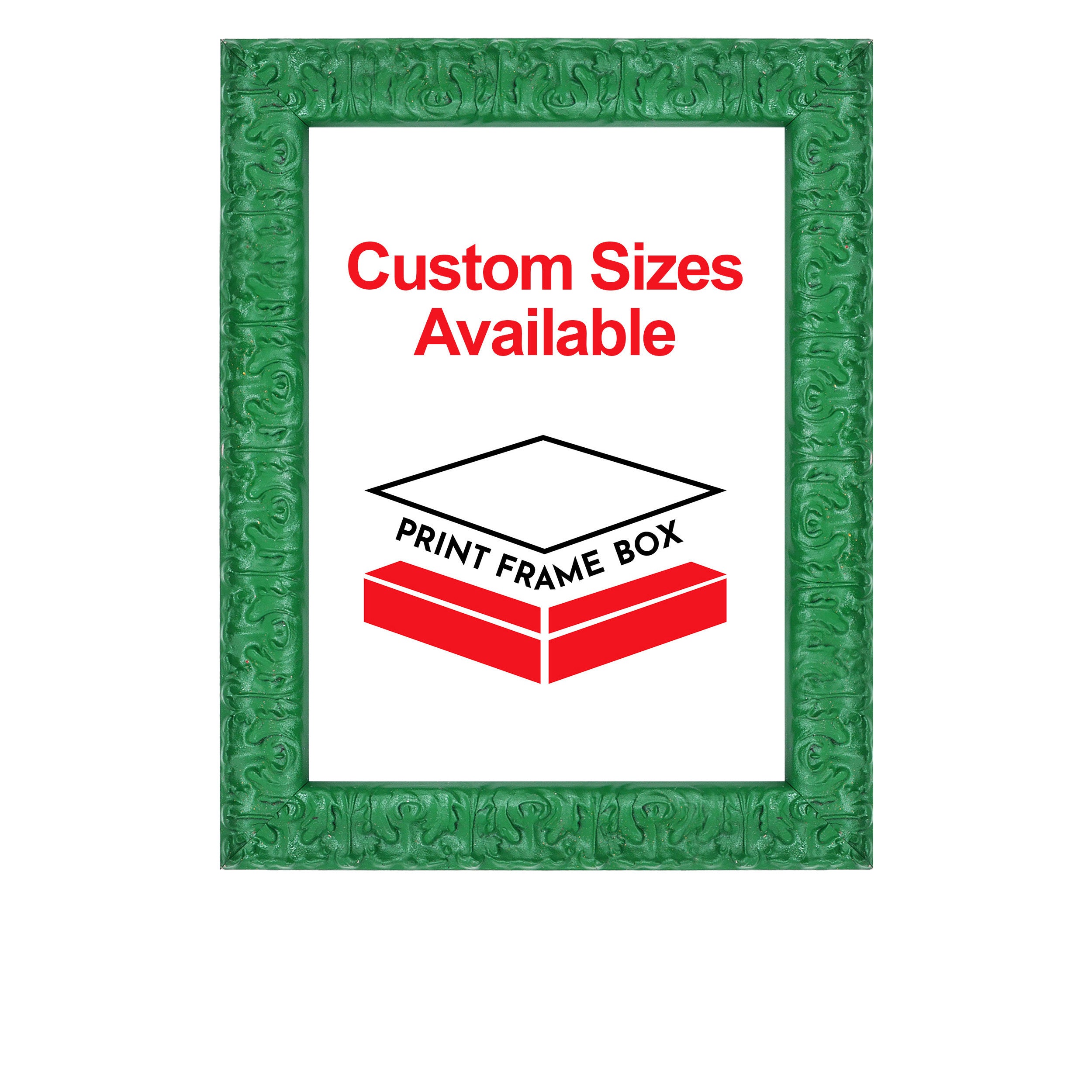 Hand Painted Green Ornate Wood Picture Frame