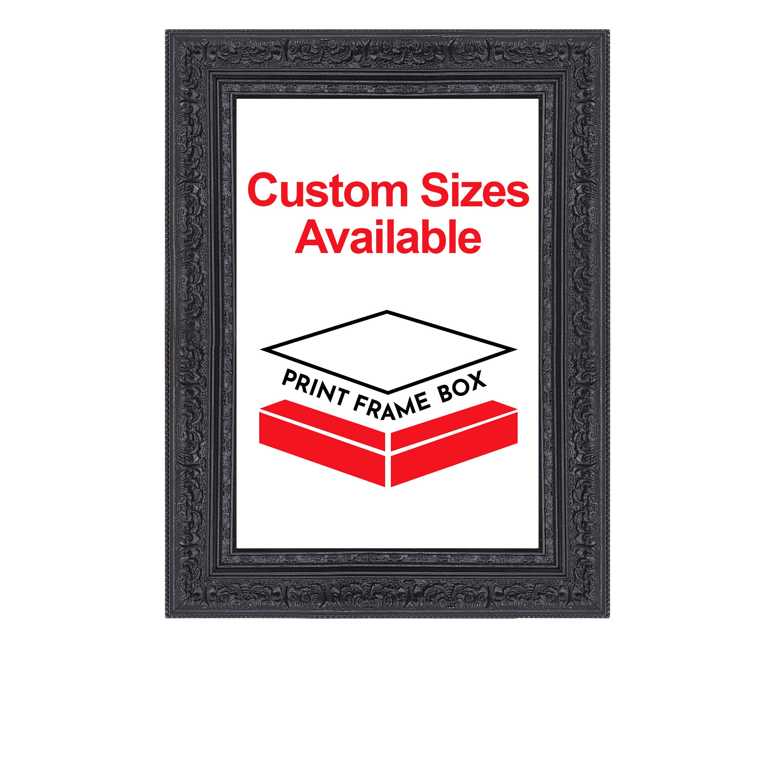 Hand Painted Black Ornate Wood Picture Frame
