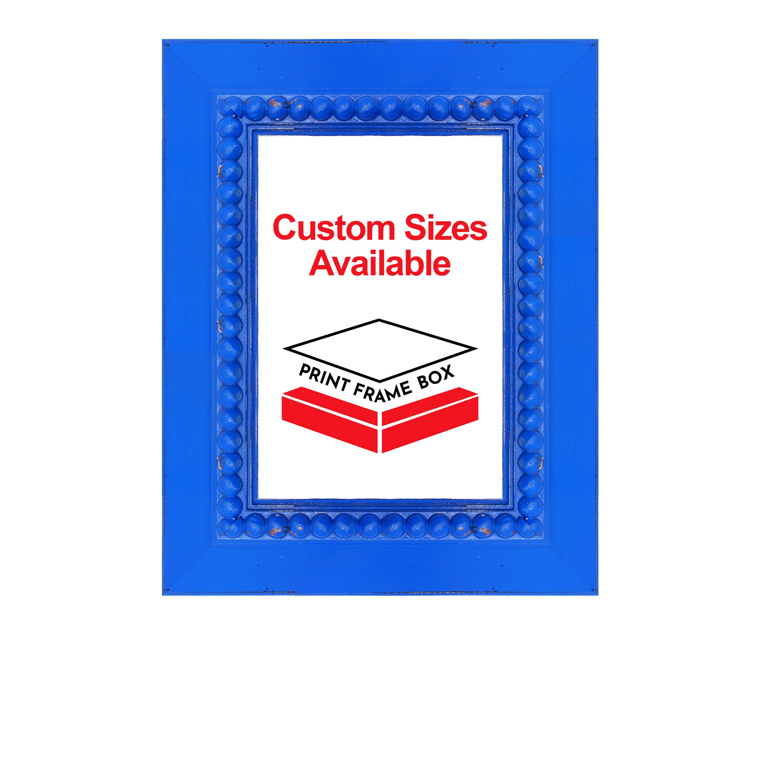 Hand Painted Blue Beaded 2 1/2 Wide Wood Picture Frame