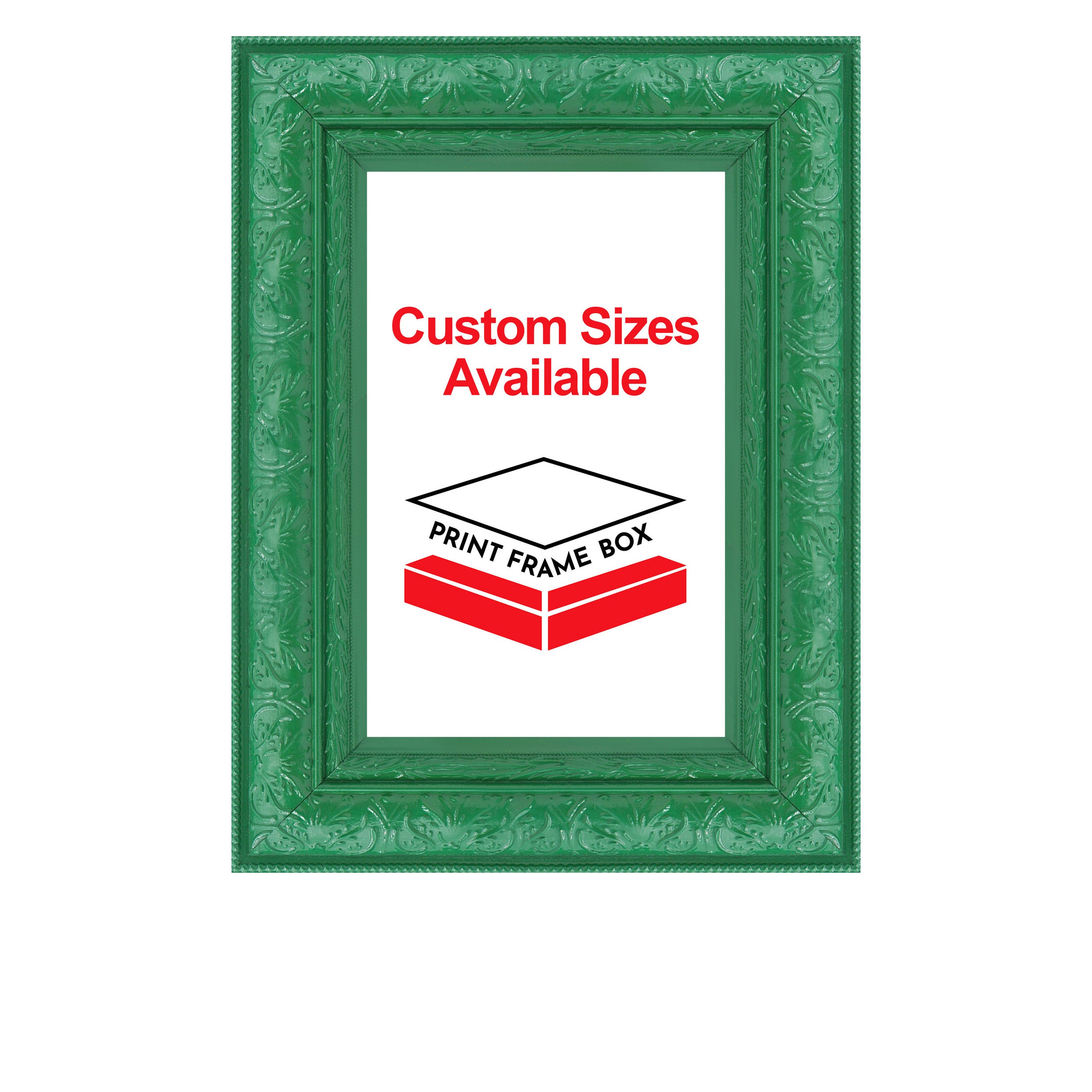Hand Painted Green Ornate 2 1/2 Wide Wood Picture Frame